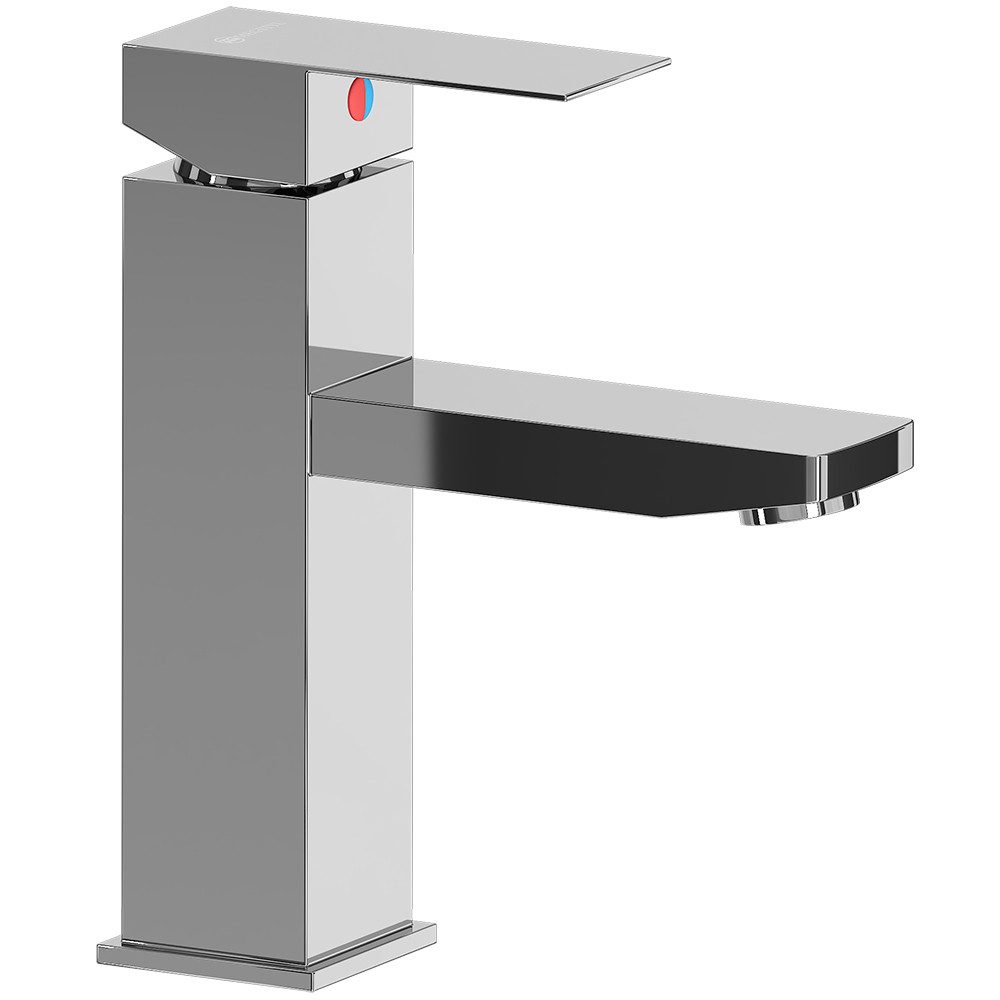 Lomadox Waschtischarmatur FAUCET-140 Edelstahl Waschbeckenarmatur 18 cm hoch in Siber / Chrom