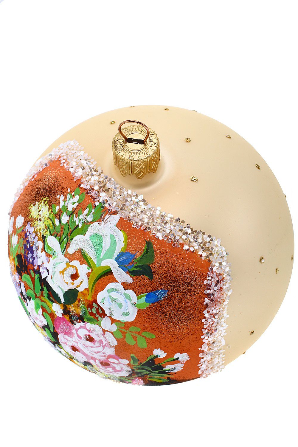 Hamburger Blumenpracht, Christbaumkugel mit mundgeblasen Dekohänger - Bunter - handdekoriert Weihnachtsbaumkugel Weihnachtskontor