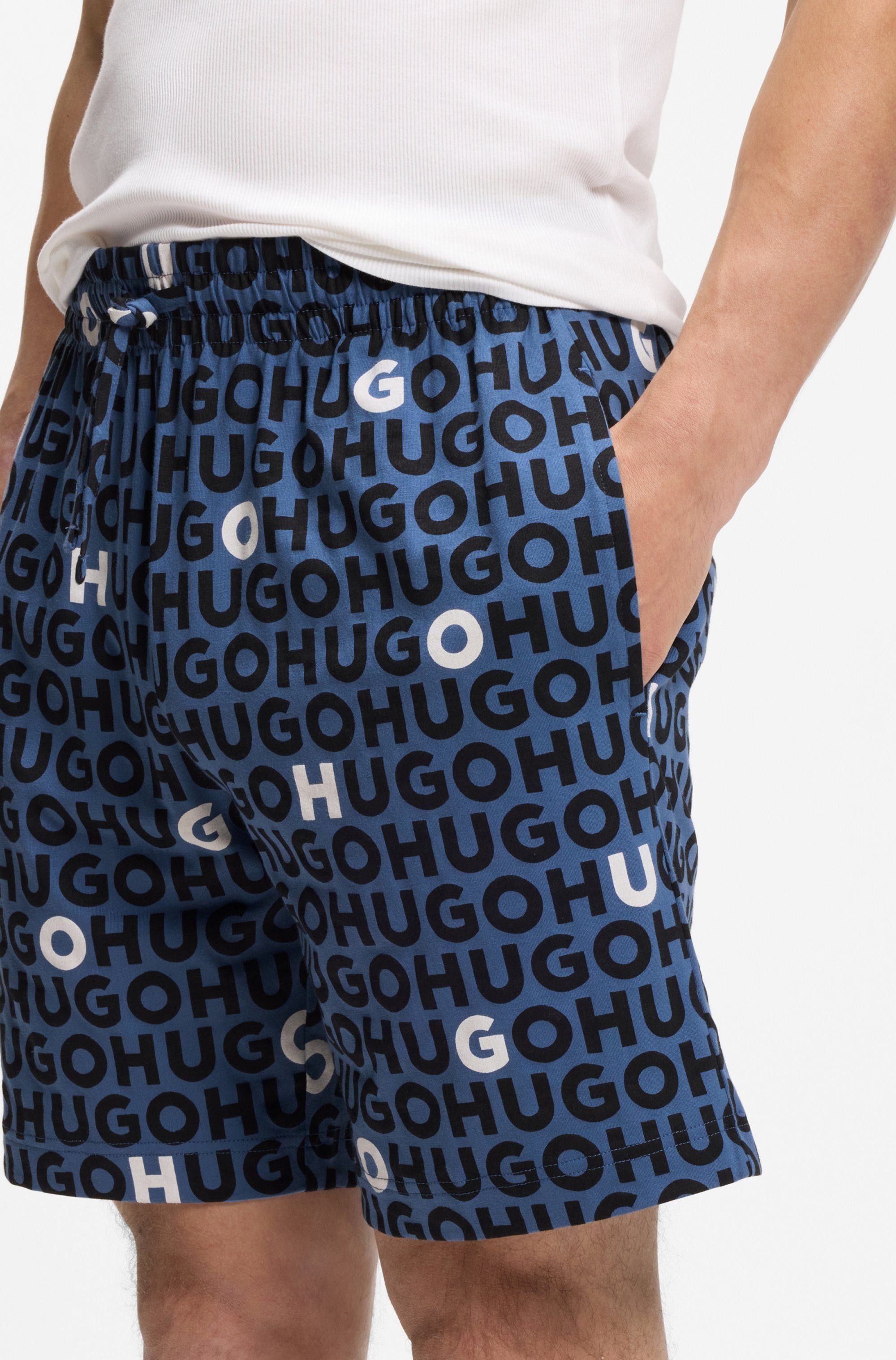 HUGO Schlafshorts TORTUGA Allover Print, Straight, elastischer Bund