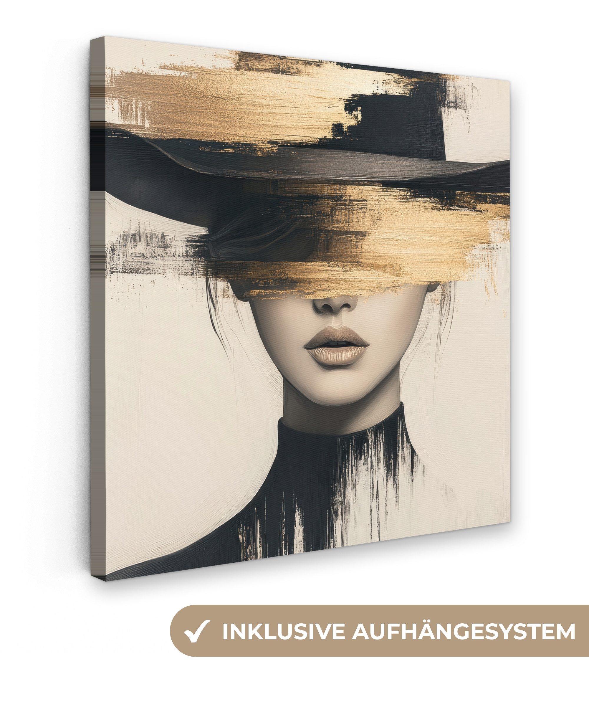 OneMillionCanvasses® Leinwandbild Frau - Hut - günstig online kaufen