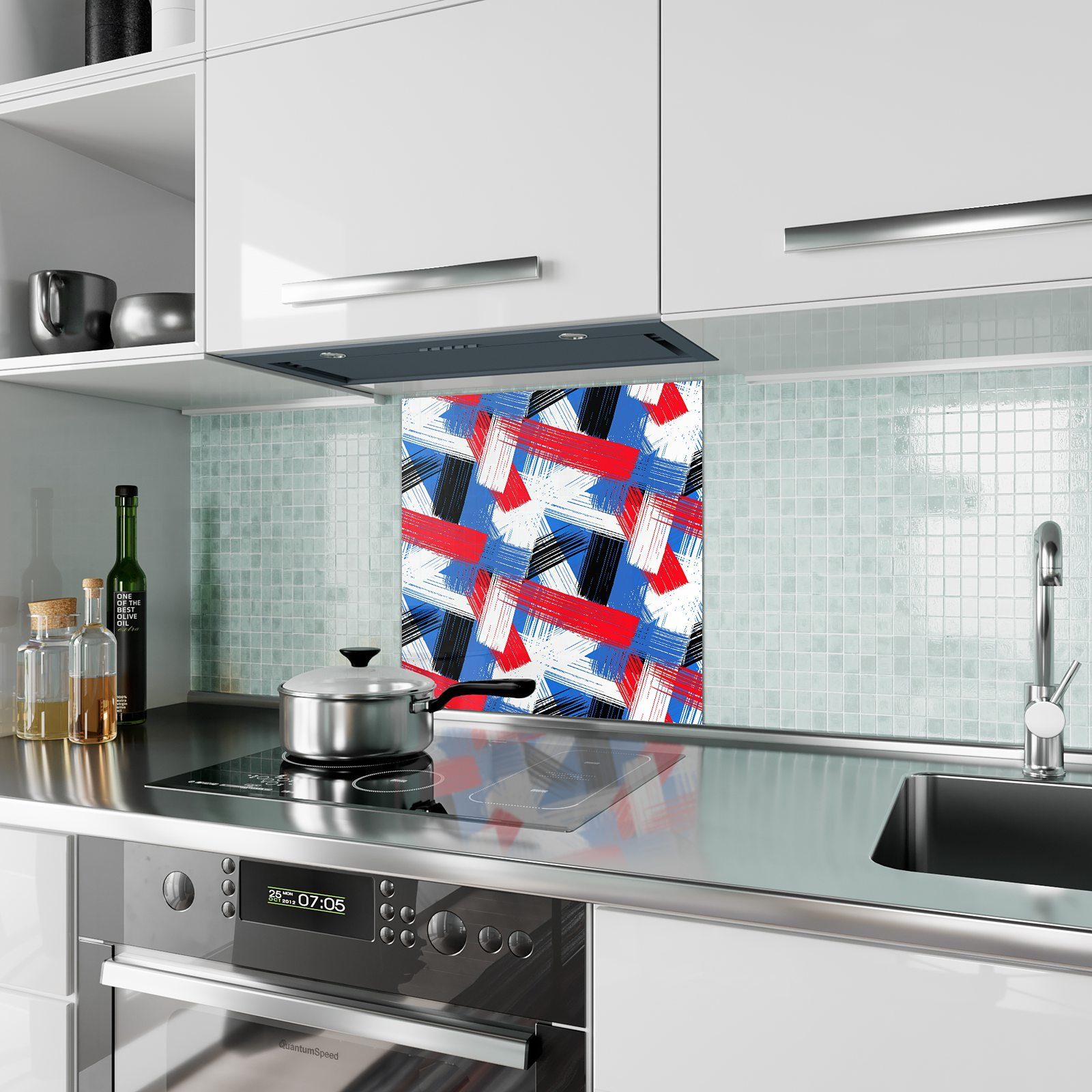 Spritzschutz Primedeco Glas Muster Motiv Küchenrückwand mit Küchenrückwand farbigese