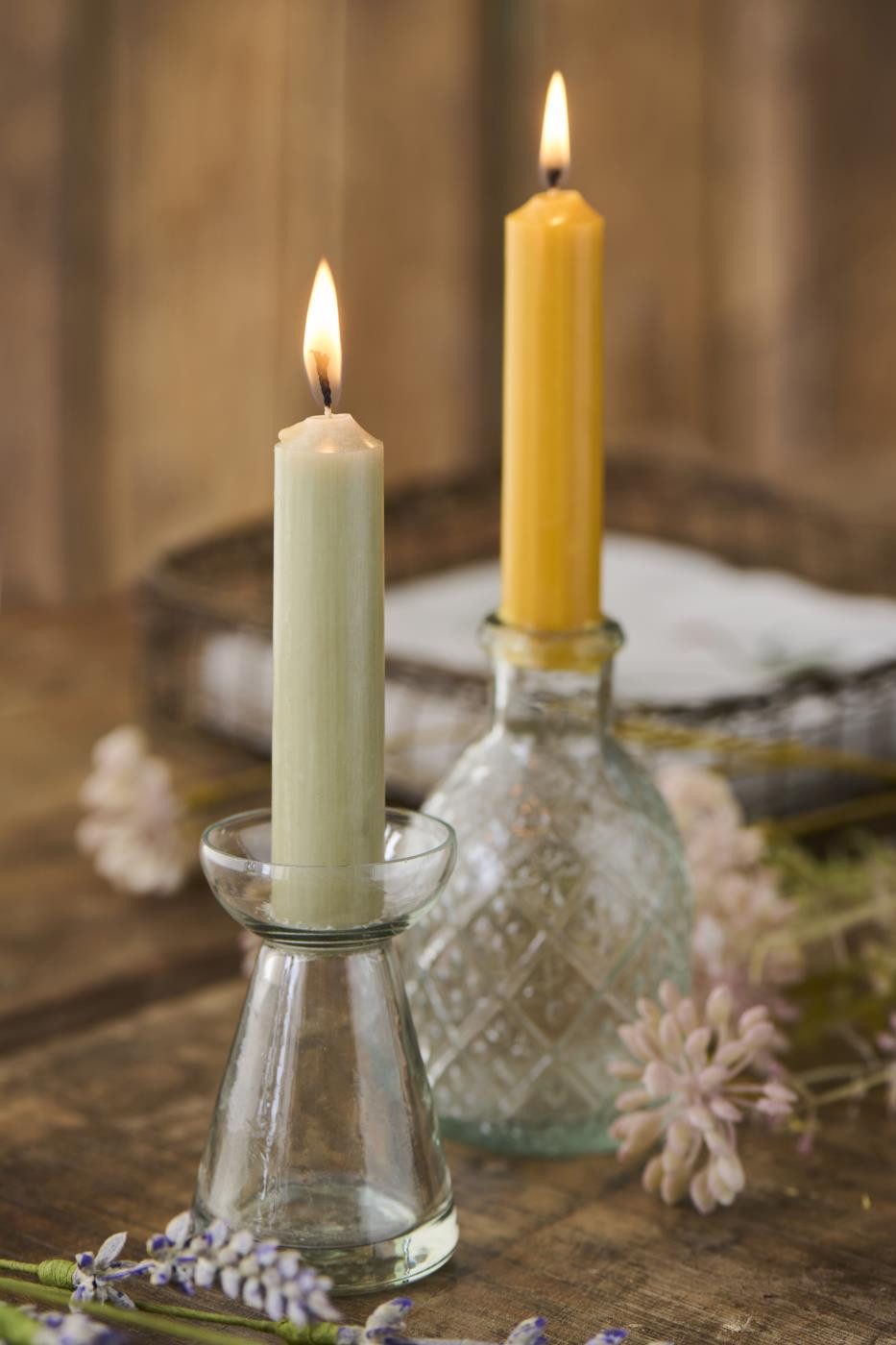 Ib Laursen Rustic-Kerze Stabkerzen Set Paraffin Kerzen Rustikale Tafelkerzen versch. Farben (6er Set), Perfekt für Adventskranz, Windlichter und Tischdekoration