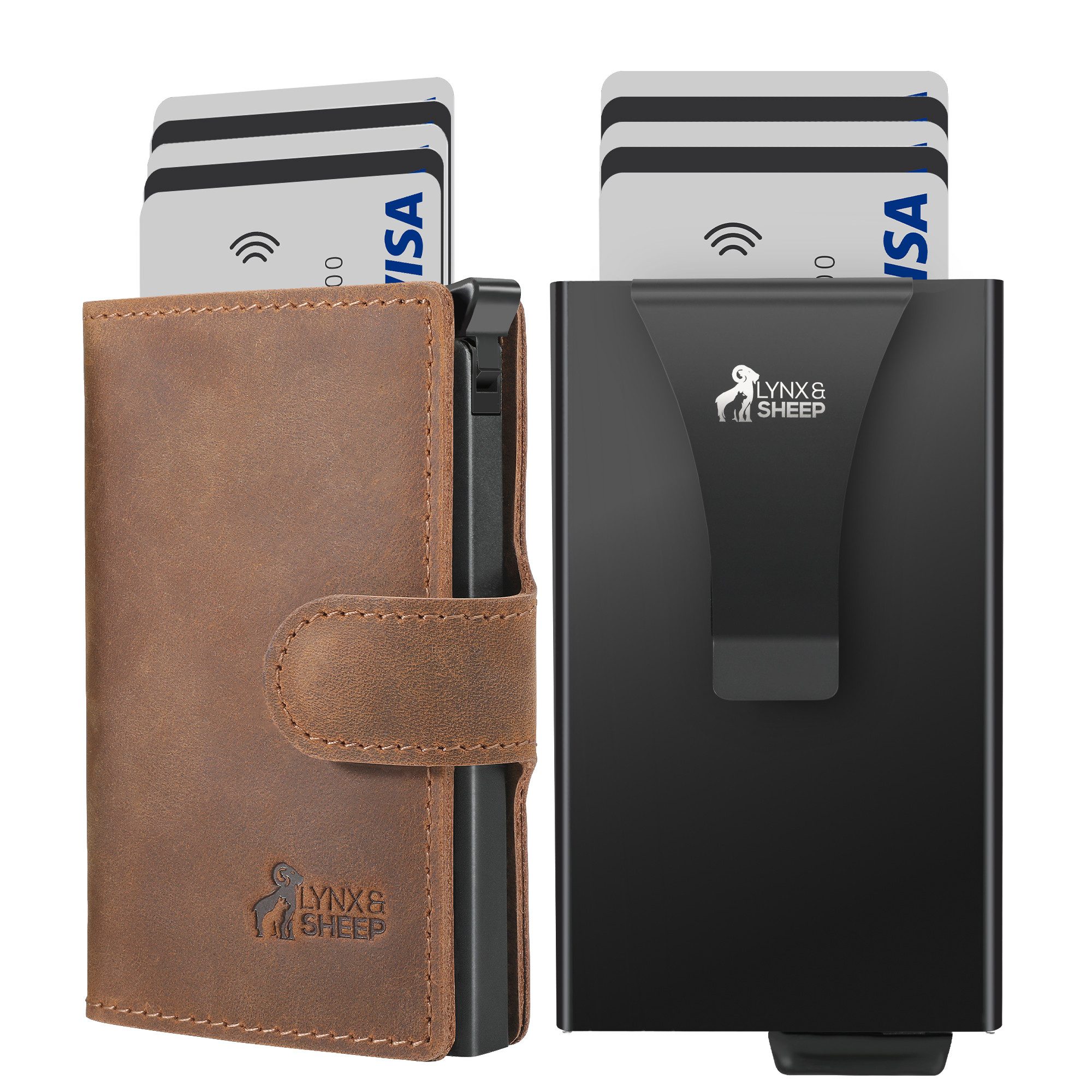 Geldbörse Kartenetui 2pcs mit RFID-Schutz,Smart Wallet,Pop-Up-Geldbörse