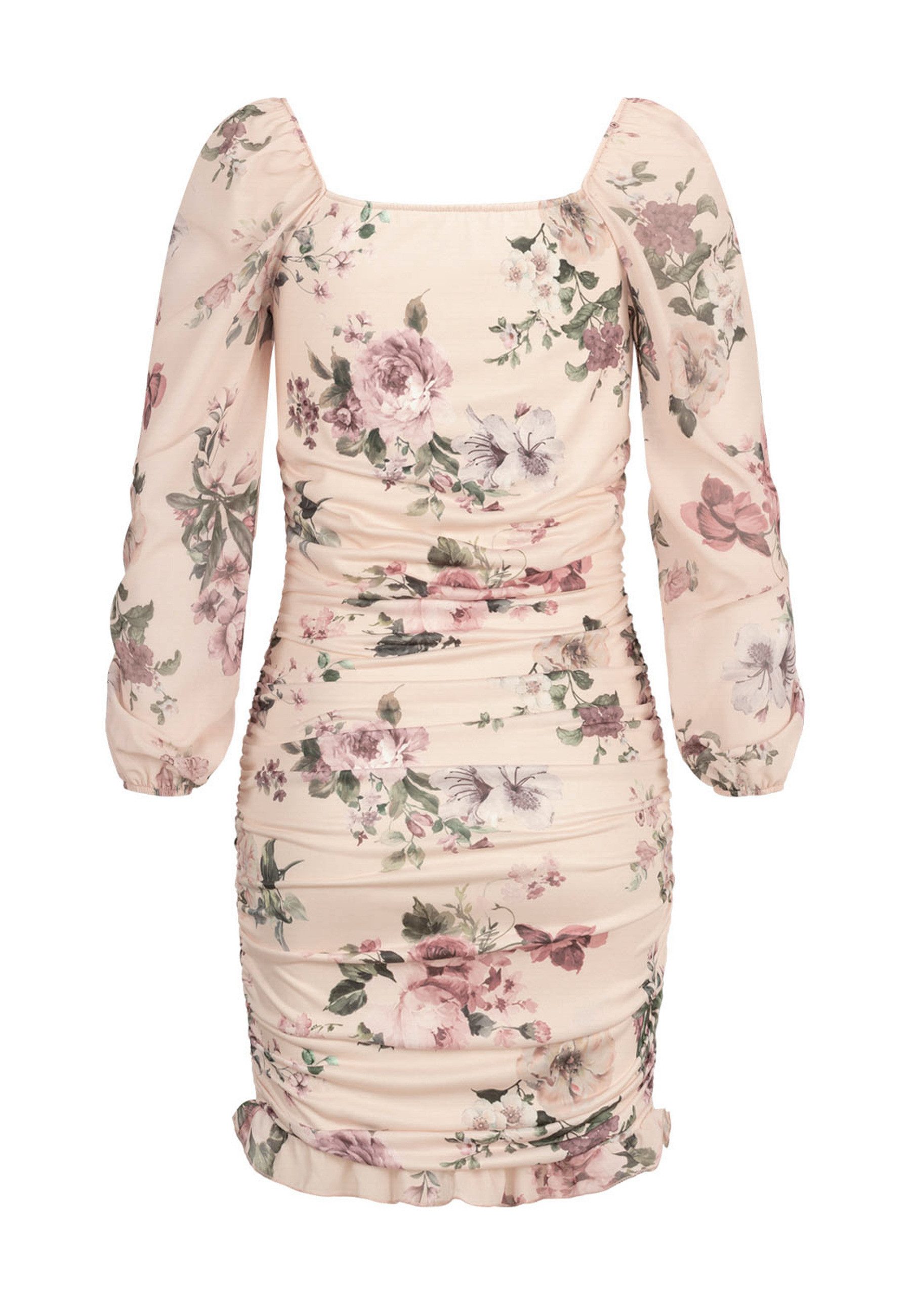 CLOUD 5IVE Shirtkleid CLOUD 5IVE Rüschen Kleid mit Blumenprint & Raffung (1-tlg) – Bild 2 von 5
