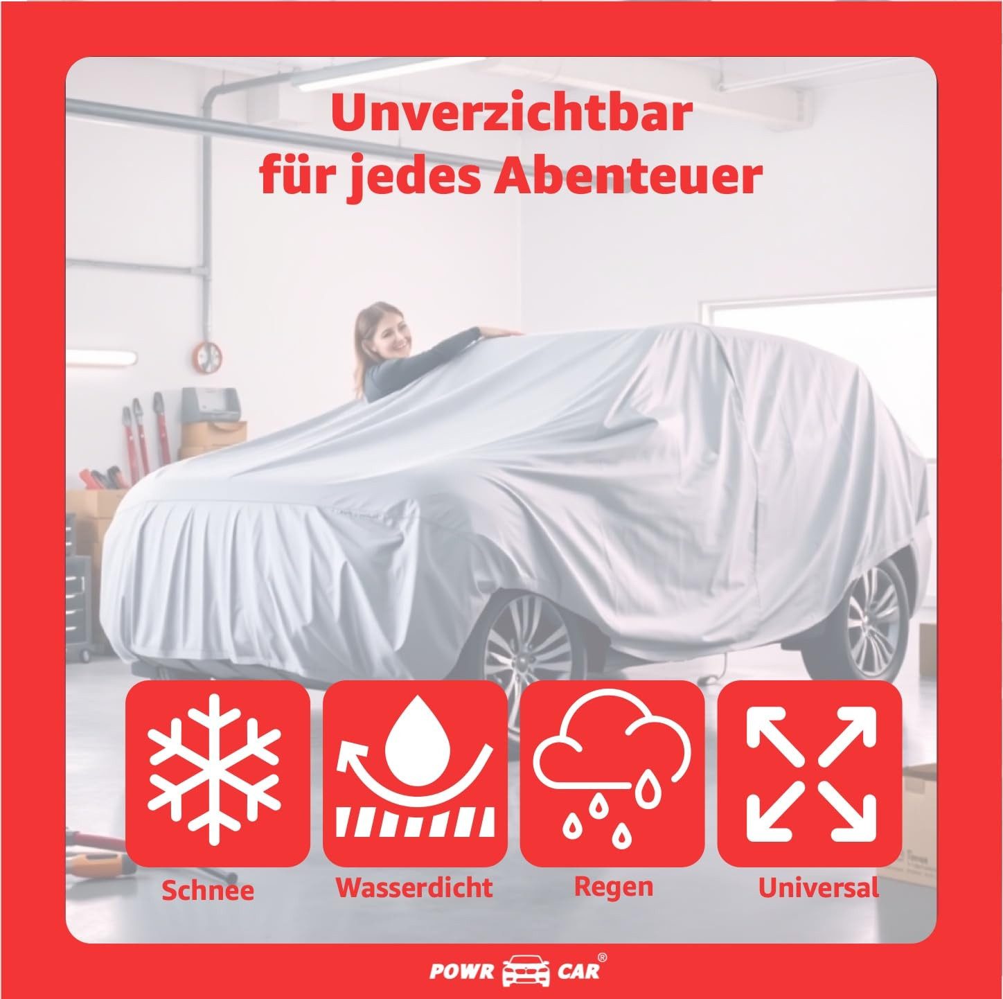 POWR Car Autoplane SUV Universale Autoschutzhülle 490x190x180cm: wasserdichte Autoplane (Packung, 1-St)