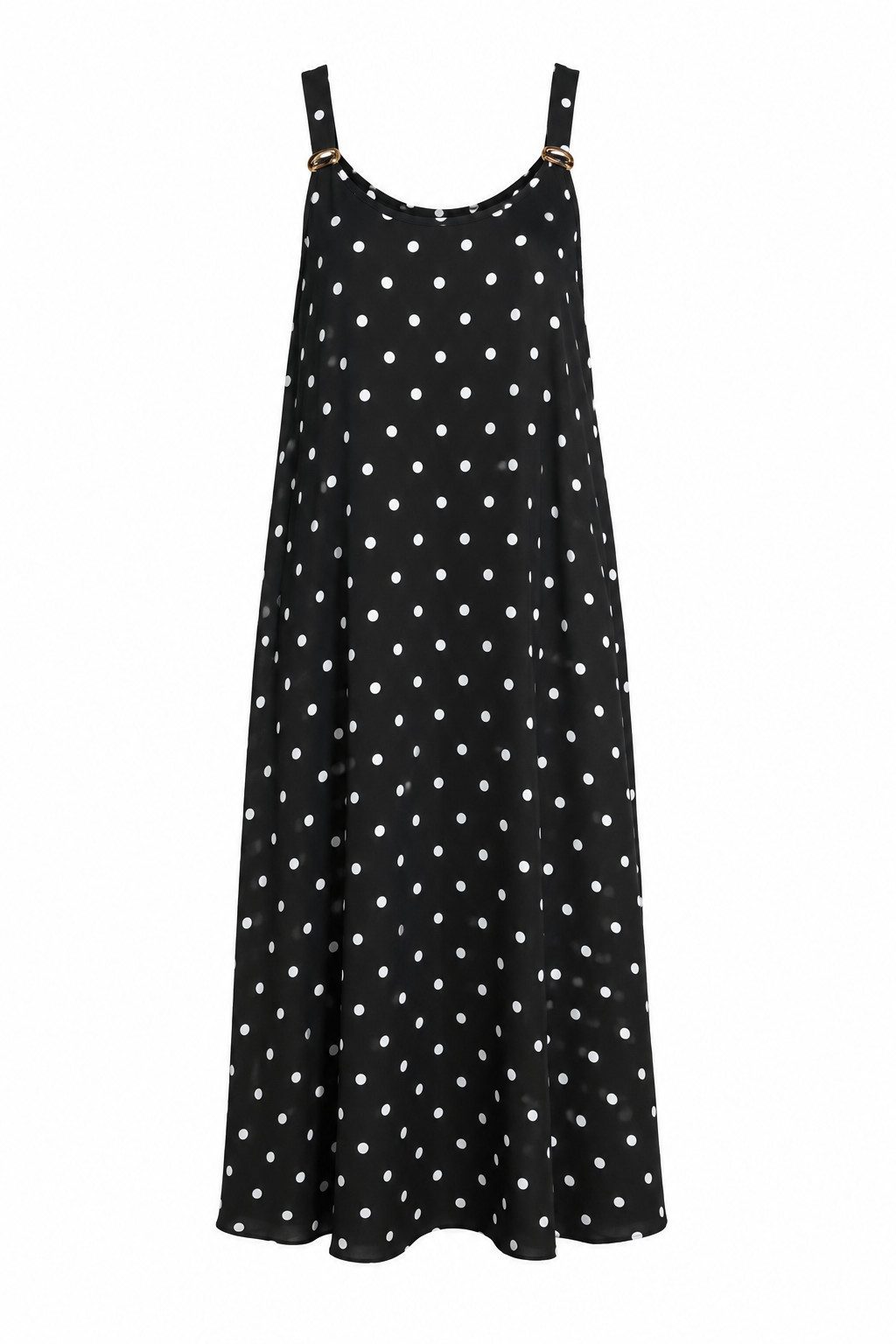 ITALY VIBES Sommerkleid - gepunktetes Trägerkleid mit goldenen schließen für Damen ONE SIZE - passend für Größen M - XL