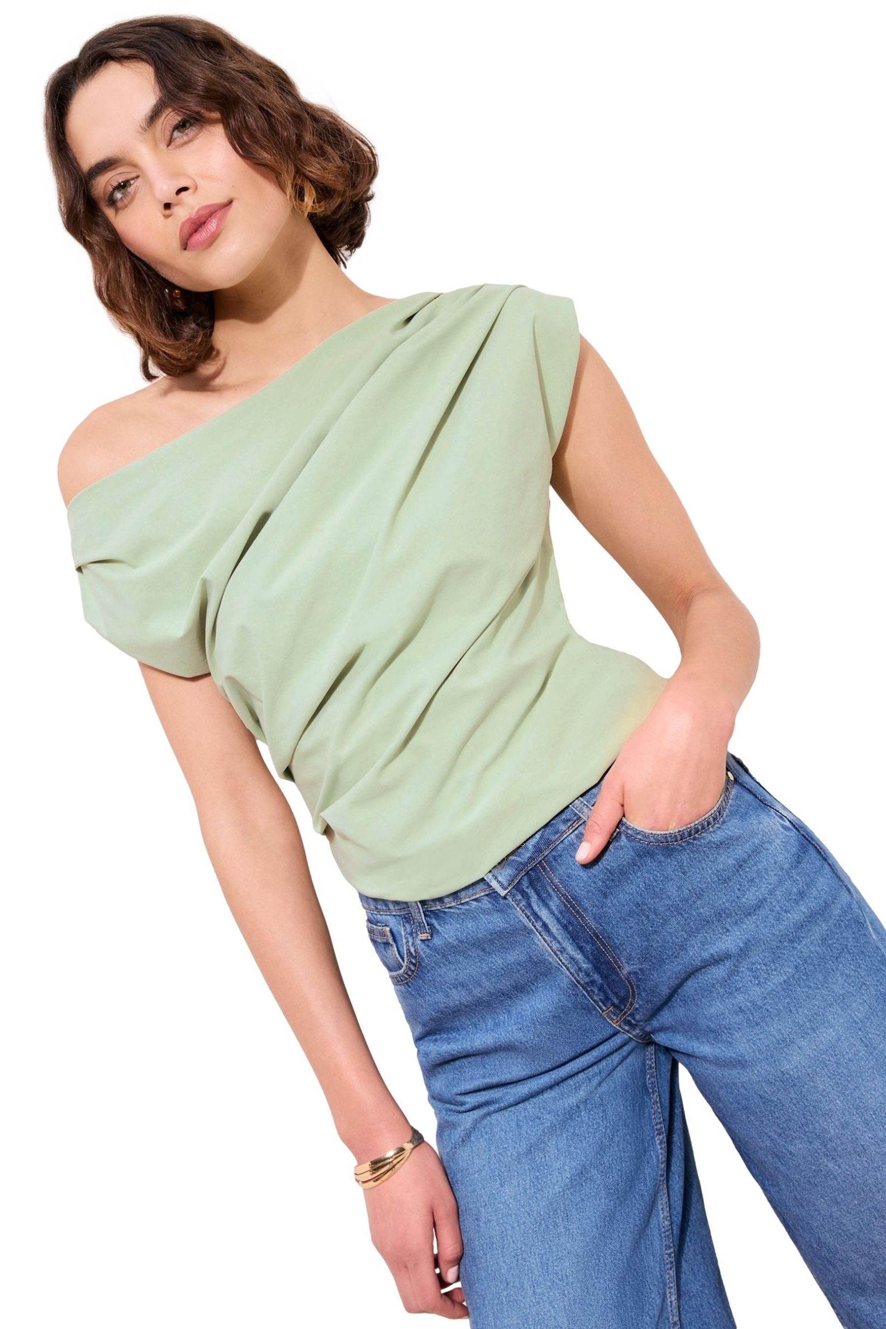 Friends Like These One-Shoulder-Top Friends Like These Oberteil mit Drapierung (1-tlg)