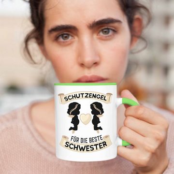 Trendation Tasse Trendation - Schutzengel Schwester Tasse Geschenk für Schwester Geschenkidee Beste Schwester Geburtstag