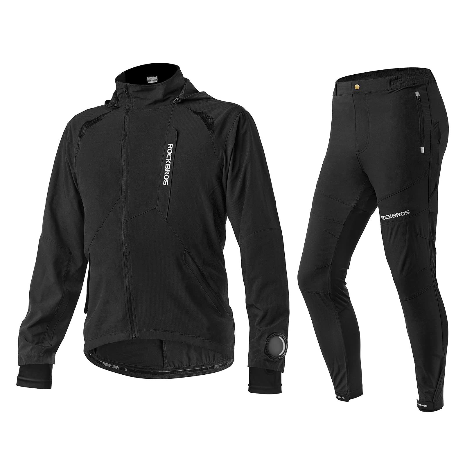 ROCKBROS Fahrradjacke Herren Radsport-Anzüge Langarm Jacke + Hose (mit Sitzpolster) Atmungsaktiv Sommer/Herbst Fahrradbekleidung Set M-4XL