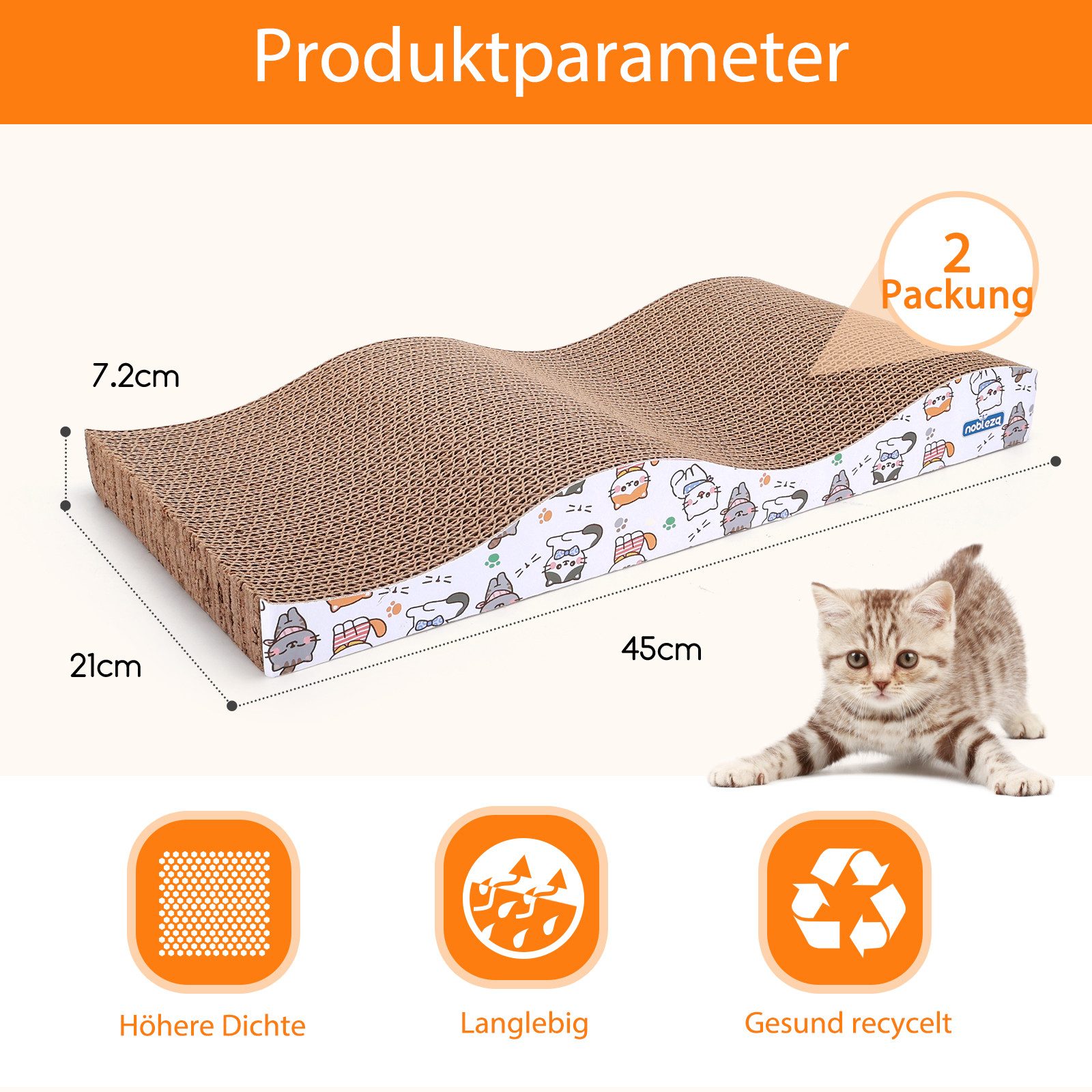nobleza Kratzpappe 2 Stücke katzen kratzbrett mit Minze, Wellpappe Kratzmatten