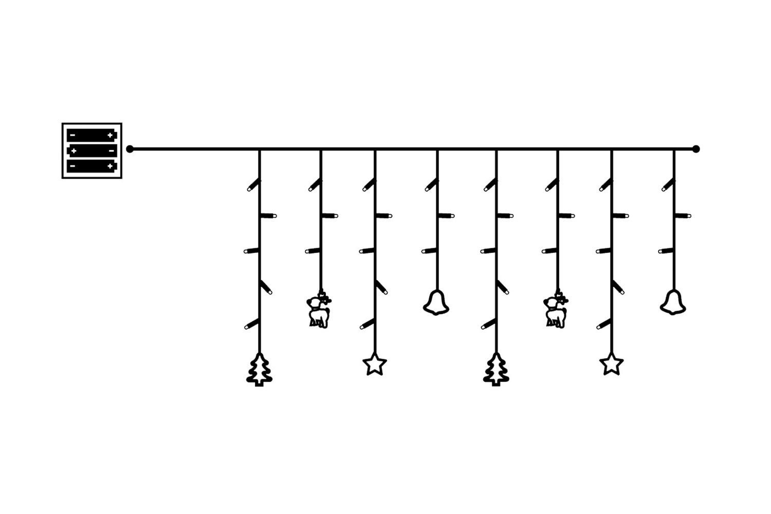 STAR TRADING LED-Lichtervorhang Decy, 40-flammig, Weihnachten 6/18h Timer Acryl Figuren Batteriebetrieb 100x80cm