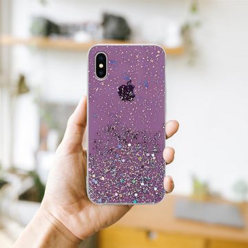 Cadorabo Handyhülle Apple iPhone X / XS Apple iPhone X / XS, Flexible TPU Silikon Handy Schutzhülle - Hülle - mit Glitzer