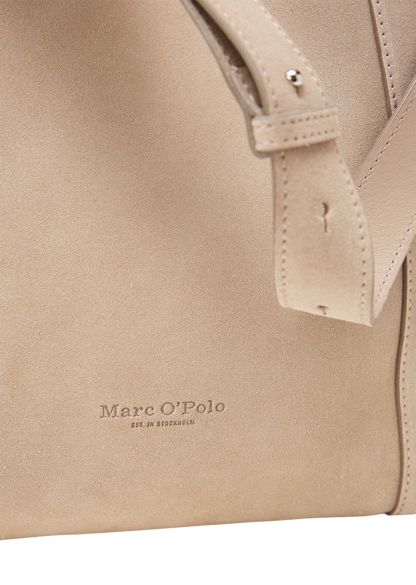 Marc O'Polo Umhängetasche aus softem Velours-Rindsleder braun