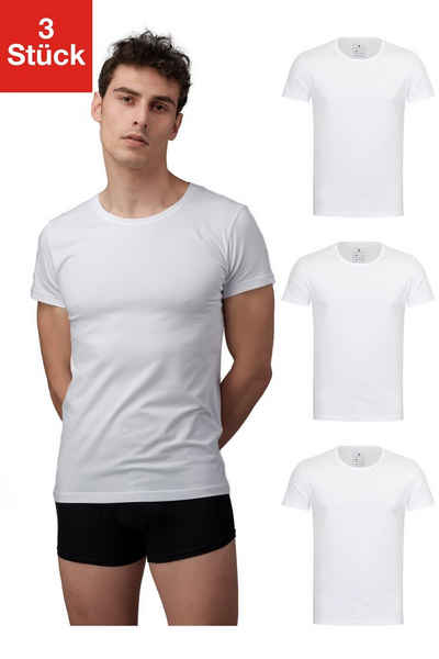 Burnell & Son Unterhemd »T-Shirt Business mit Kurzarm und Rundhals für Herren aus Baumwolle« (3 Stück), Feinripp, extra lang