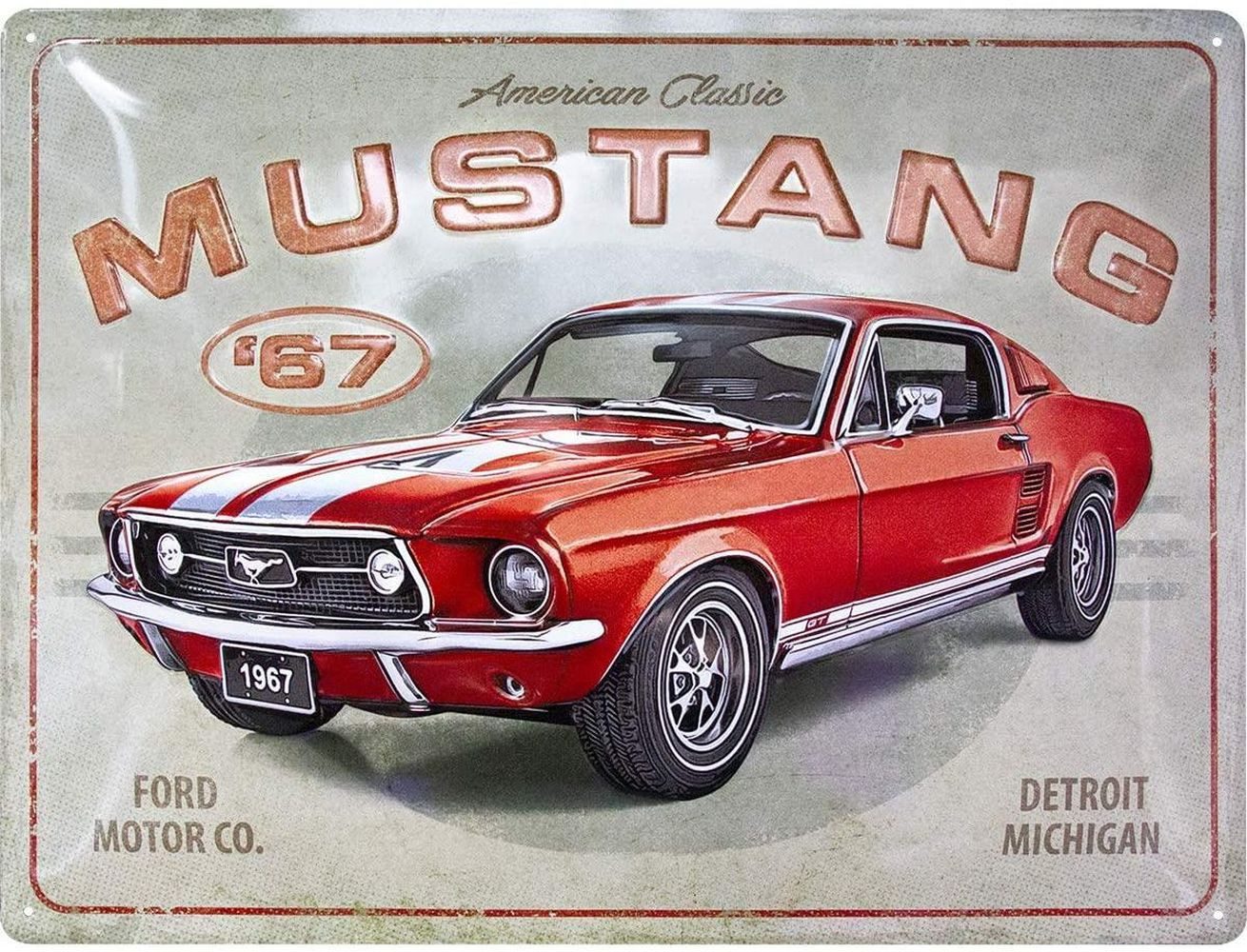 Nostalgic-Art Metallschild - Blechschild 30 x 40 cm - Ford - Ford Mustang GT 1967 Red