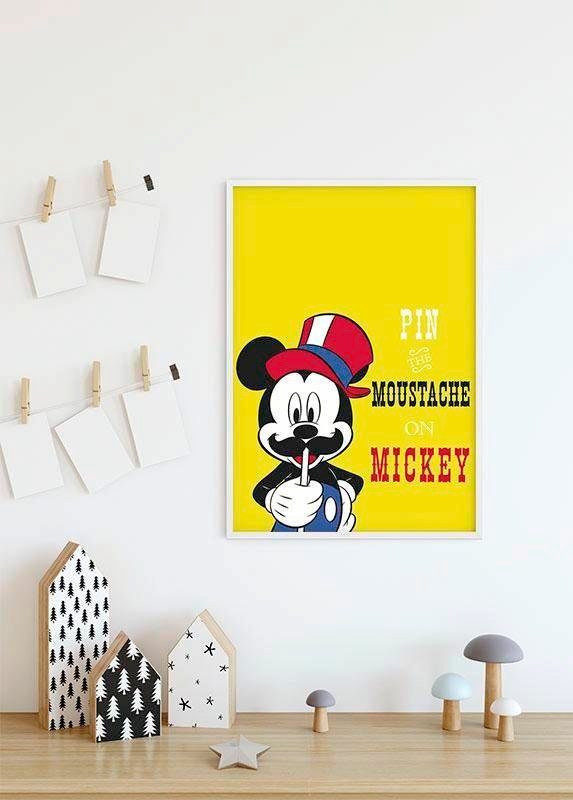 Komar Poster Mickey Wohnzimmer (1 St), Schlafzimmer, Disney Moustache, Kinderzimmer, Mouse