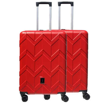 KESSMANN Kofferset ABS Hartschalen Reisekoffer XL 2-Teilig groß Koffer 80 Liter rot, 4 Rollen, (Koffer-Set, 2 tlg., Trolley Gepäckset Handkoffer Rollkoffer Reisekoffer Rucksack Urlaub), 4 Rollen 360° Hartschalenkoffer Urlaubskoffer Trolley Reisetaschen