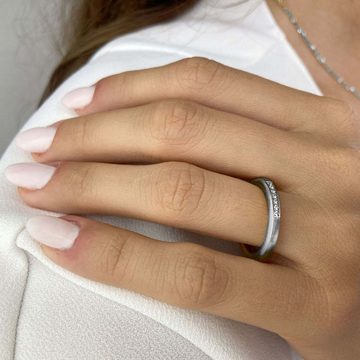 M&M Fingerring Ring Damen silber / gold mit Zirkonia ModernGlam (1-tlg), deutsche Qualität, inkl. edles Schmucketui