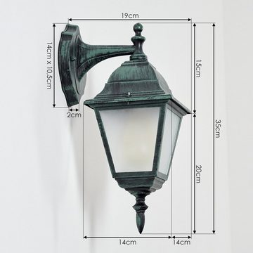 hofstein Außen-Wandleuchte Wandlampe abwärts aus Metall/Glas in Schwarz-Grün/Milchglas, ohne Leuchtmittel, Wandleuchte im klassischen Landhaus-Stil, E27, ohne Leuchtmittel, IP44