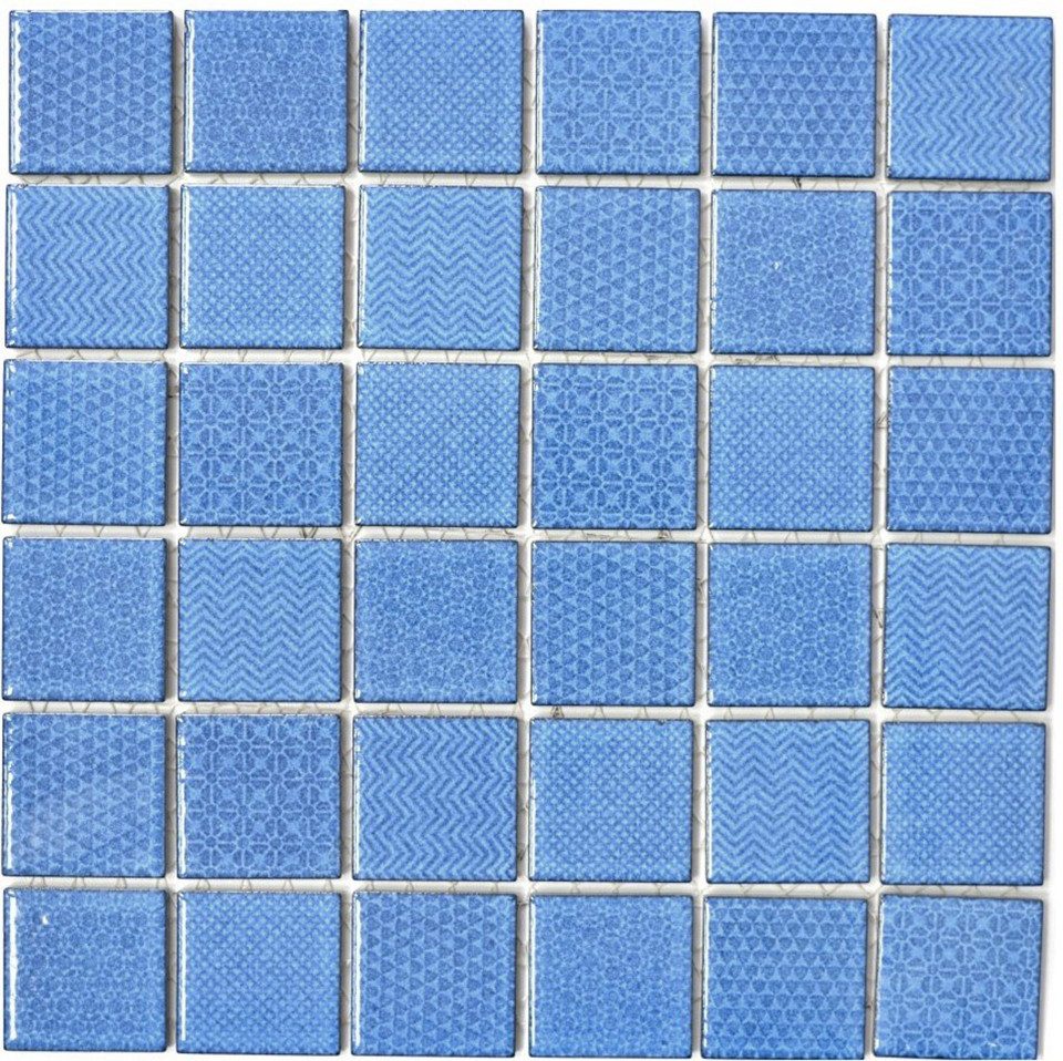 Mosani Mosaikfliesen Keramik Mosaik Fliese blau BAD Poolblau Fliesenspiegel Dusch Bad