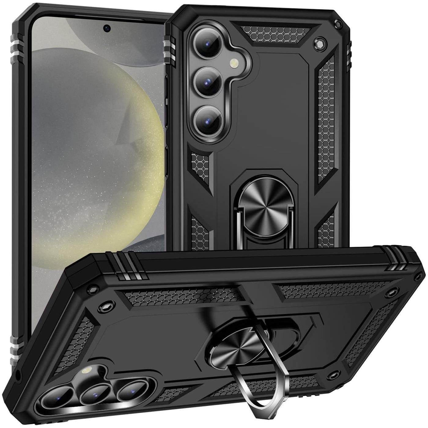 CoolGadget Handyhülle Armor Shield Case für Samsung Galaxy S24 6,1 Zoll, Outdoor Cover mit Magnet Ringhalterung Handy Hülle für Samsung S24 5G