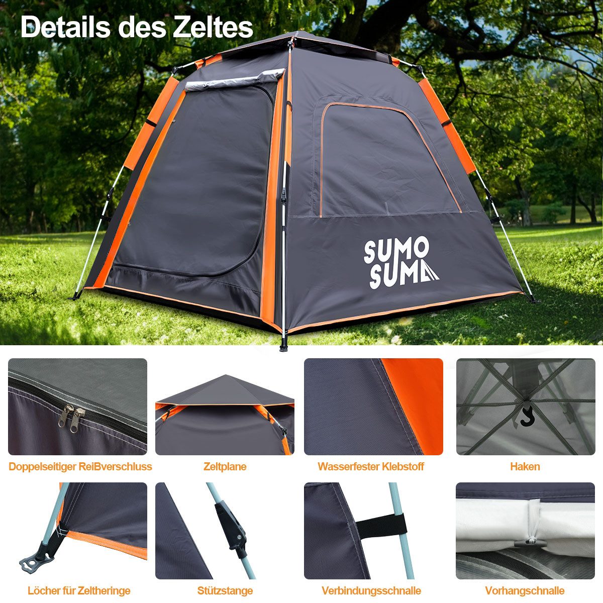 Sumosuma Kuppelzelt Campingzelt Automatisches, Pop Up günstig online kaufen