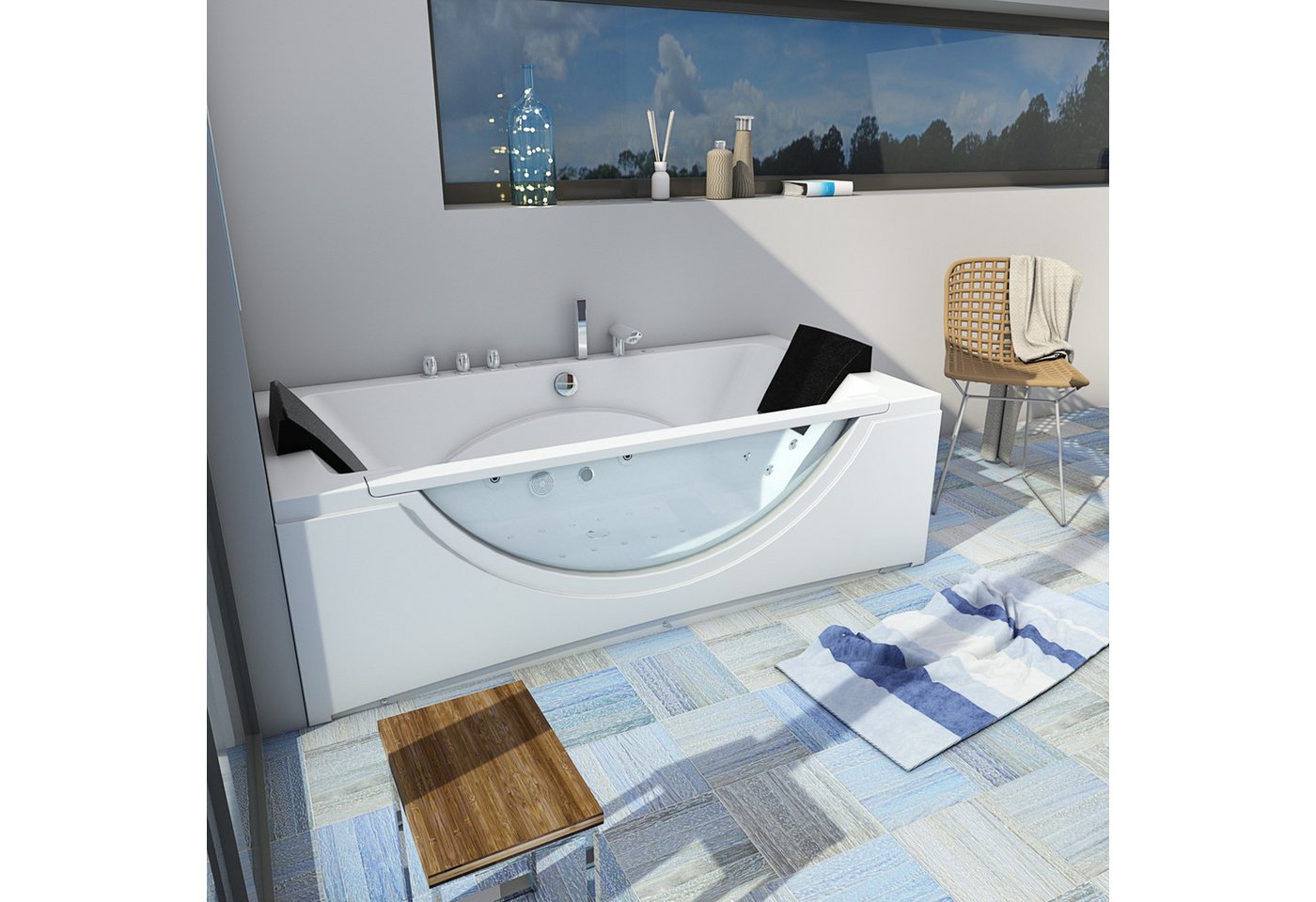 Thumbnail - AcquaVapore Whirlpool-Badewanne Whirlpool Badewanne Eckwanne W81H-TH-A-ALL 90x180cm, (1-tlg)