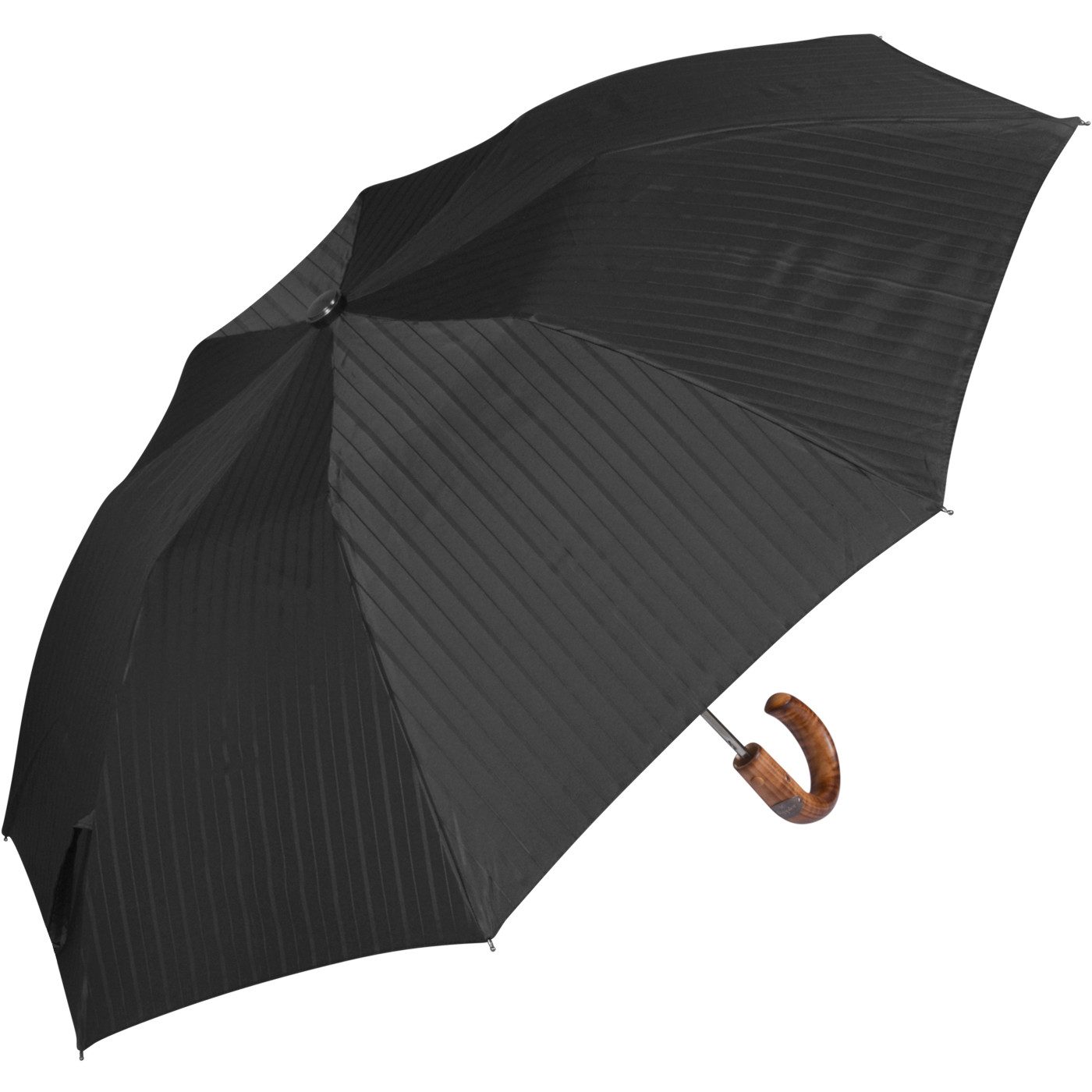 doppler MANUFAKTUR Taschenregenschirm großer Schirm mit Auf-Automatik und Echtholz-Griff, für Damen und Herren, handgefertigt, gestreift