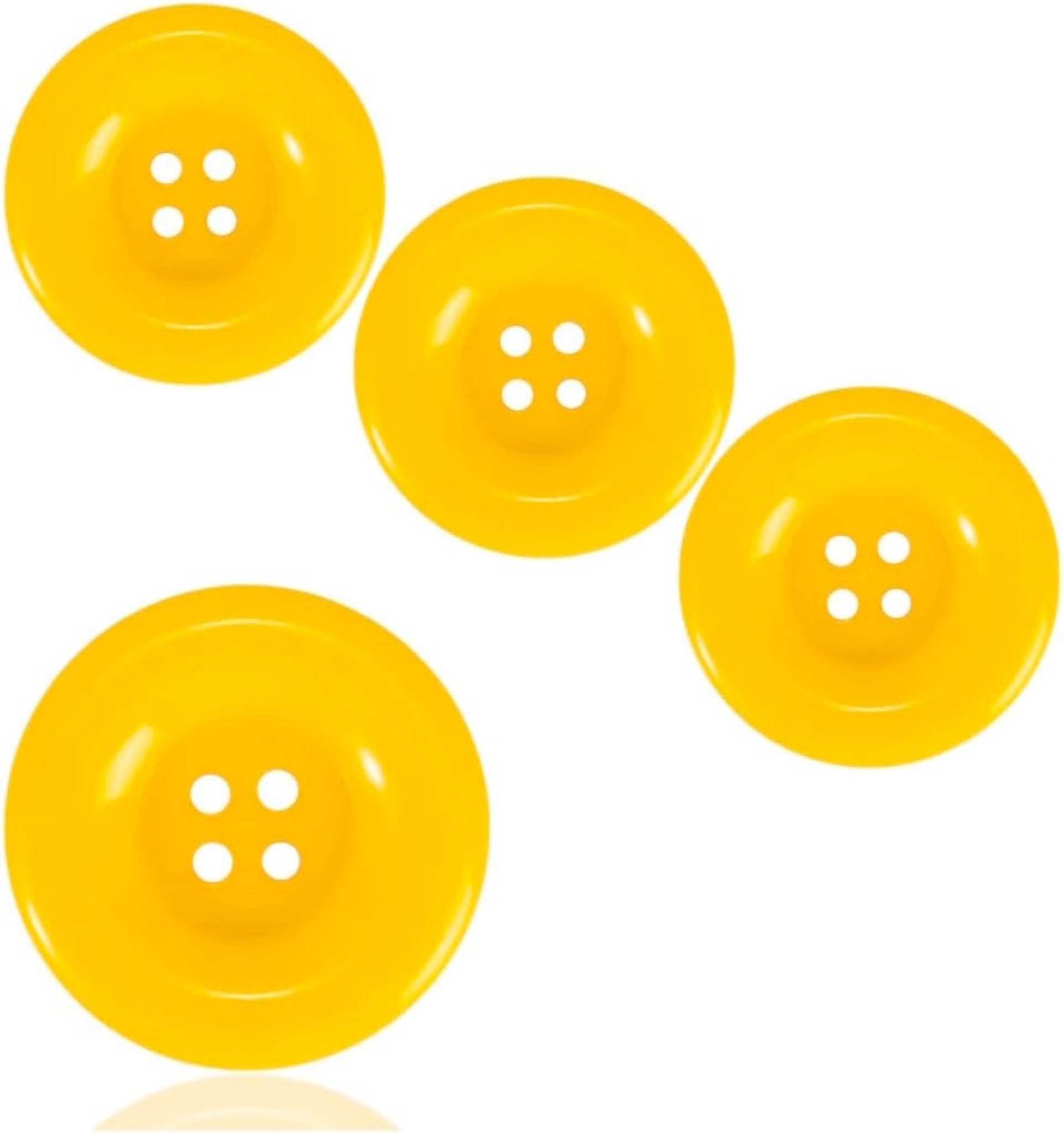 Kostümheld® Knopf 4x Super groß Кнопки Mario gelb - Kostüm Kinder Erwachsene Fasching, 3 cm groß