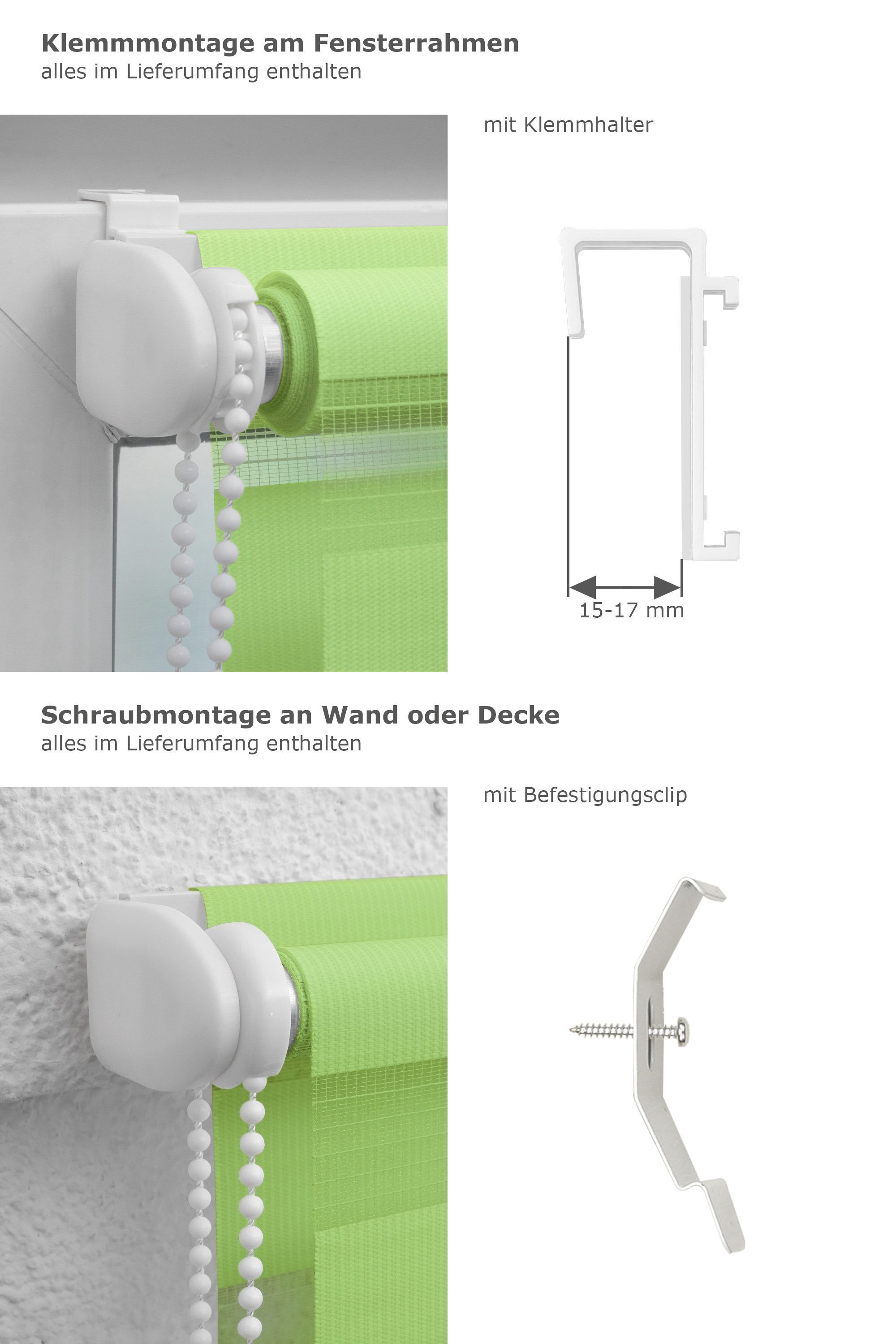 Rollo Trägerprofil Apfelgrün, LYSEL®, blickdicht, HxB 150x45cm