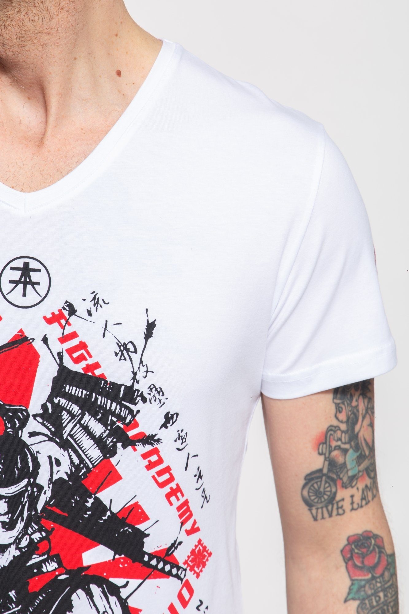 Run Samurai Akito T-Shirt Print mit Tanaka weiß Samurai