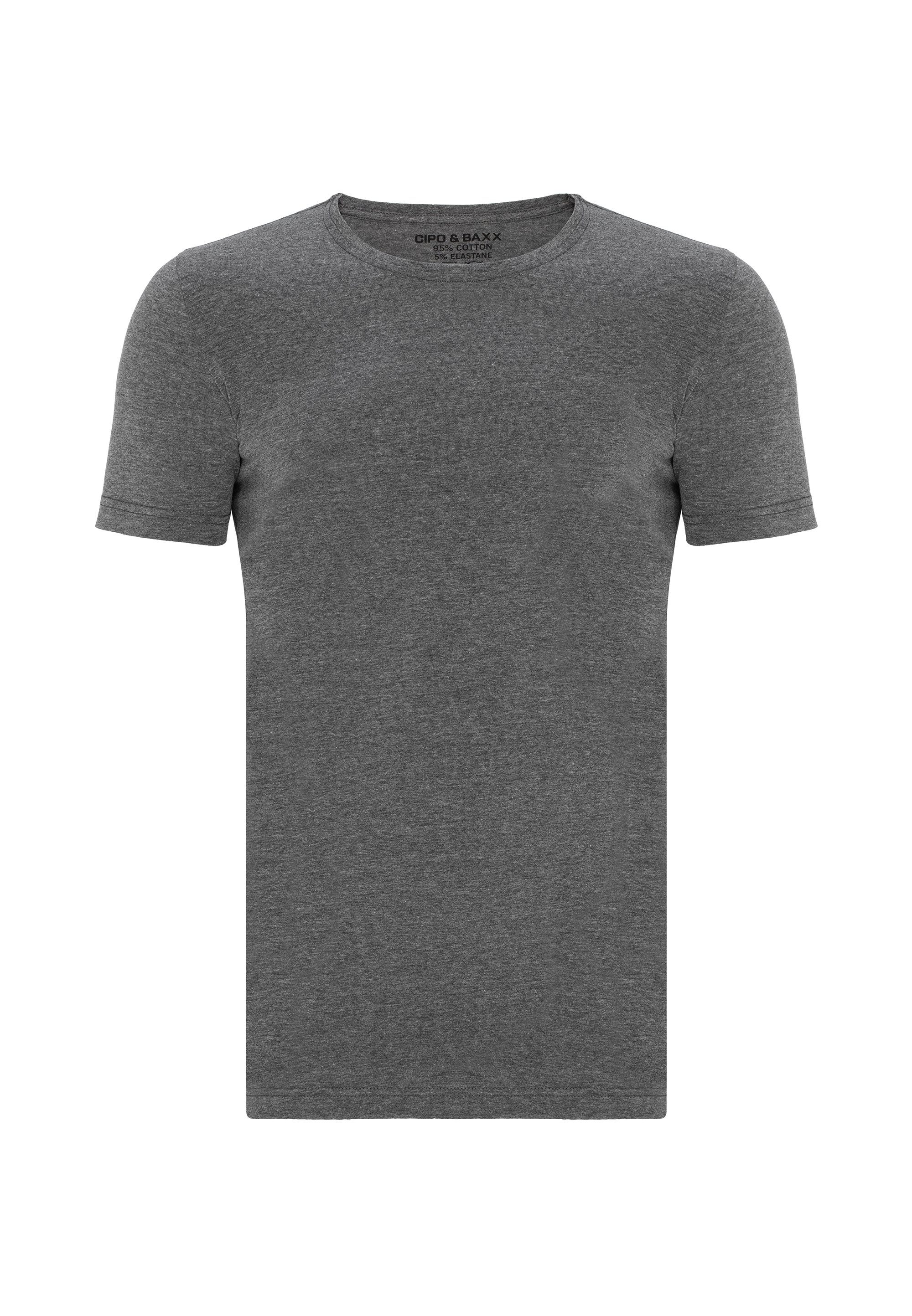 Cipo & Baxx T-Shirt mit modernem Rundhalsausschnitt anthrazit