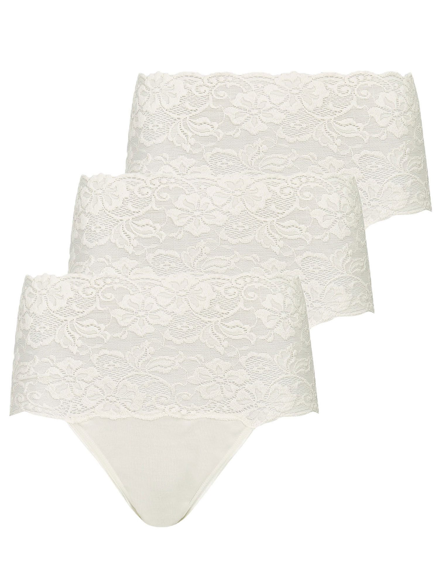 Nina Von C. Taillenslip 3er Pack Damen Taillenslip Fine Cotton (Packung, 3-St) breiter Spitzenbund, Beinabschluss mit flachem Glanzgummi
