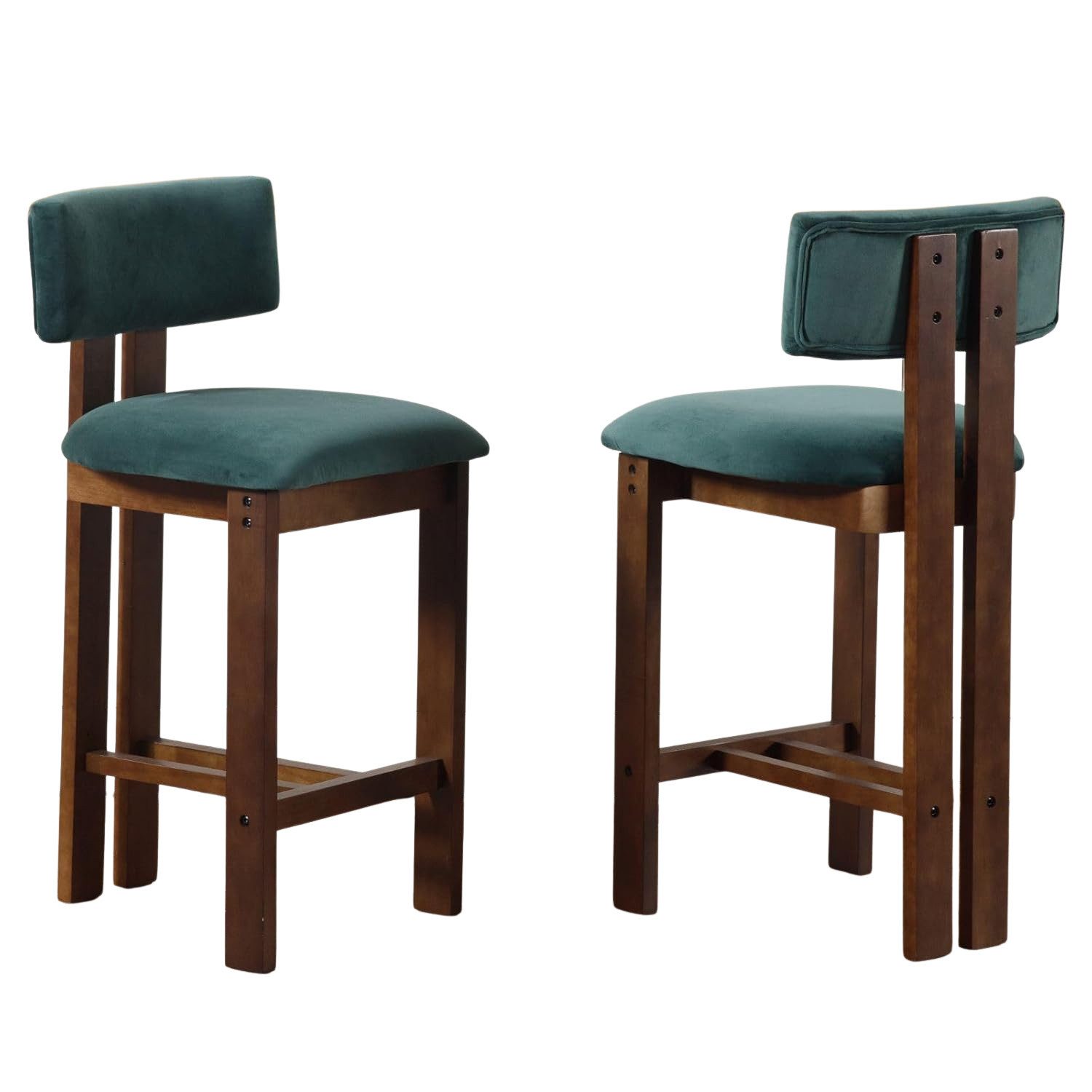 WAHSON OFFICE CHAIRS Barhocker 2er Set Barstuhl mit Holzbeine für Küche/Bar (2 St), aus Leinen, mit Lehne