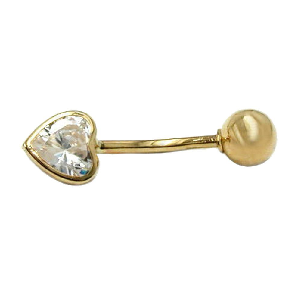 unbespielt Bauchnabelpiercing Piercing Bauchnabelpiercing mit Zirkonia Herz 585 Gold 20 x 6 mm, Goldschmuck für Damen
