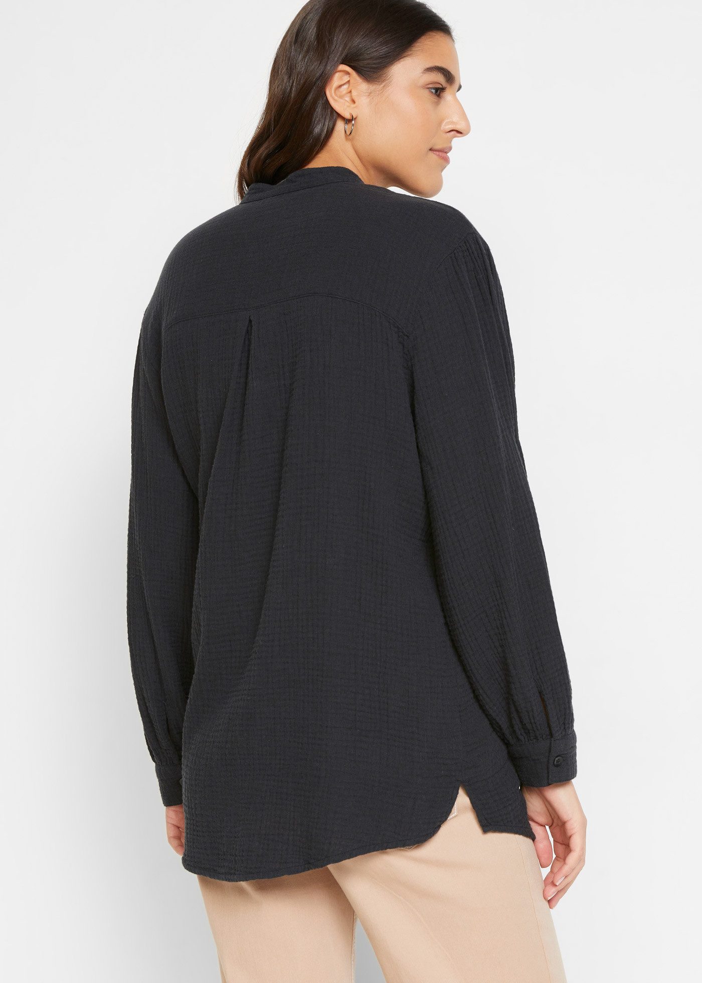 bonprix Langarmbluse Oversize-Passform, mit Seitenschlitzen, aus Musselin