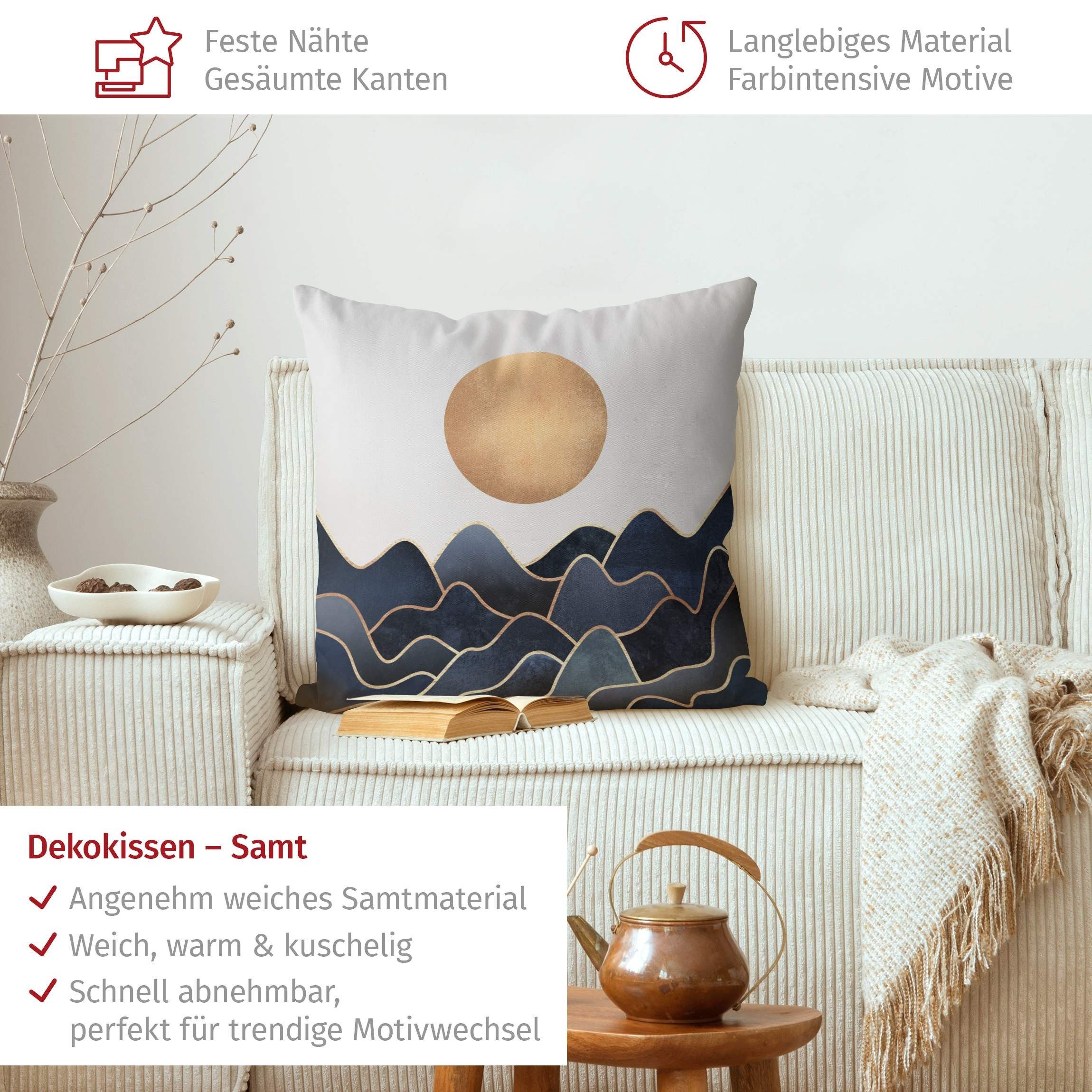 Bilderdepot24 Dekokissen drinnen Kissenhülle/ Sofakissen/ Zierkissen Kissenhülle gold originell, Bezug Aquarell mit / ohne Füllung Zierkissen Outdoor Sofa Bett