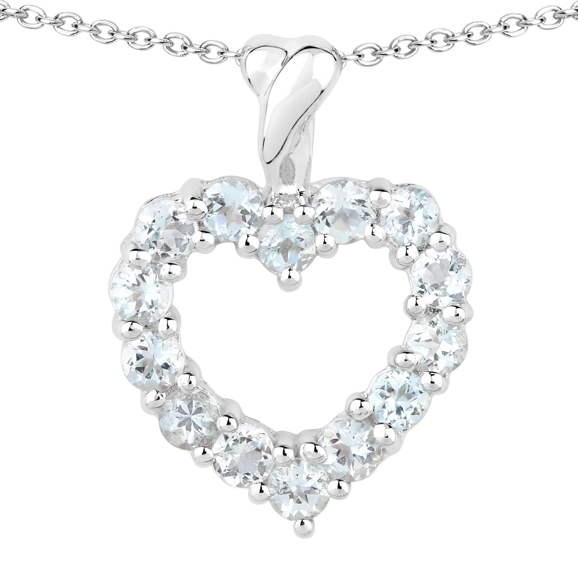 Vira Jewels Kette mit Anhänger 925 Sterling Silber rhodiniert Aquamarine