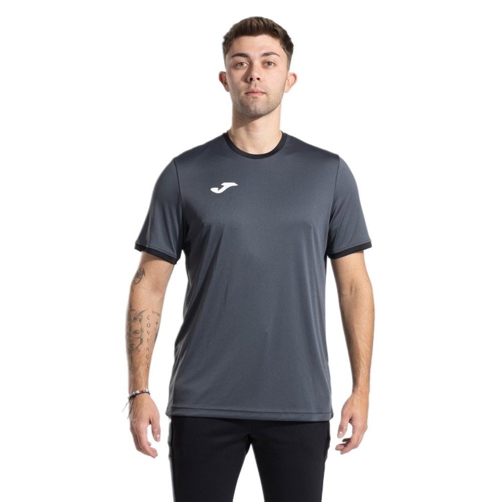 Joma T-Shirt Combi Premium (100% Polyester, atmungsaktiv) anthrazitgrau/schwarz