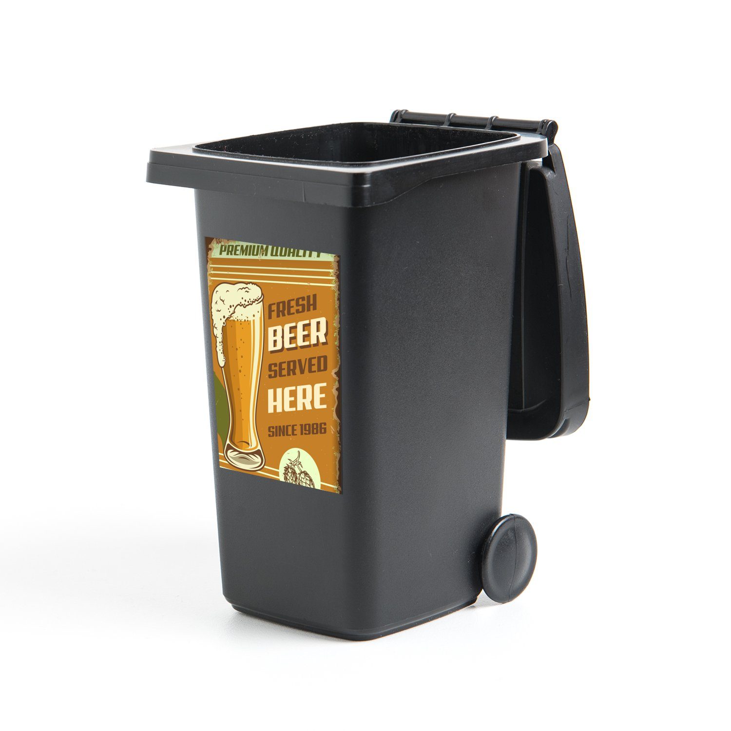MuchoWow Wandsticker Mancave - Bier - Jahrgang - Premium (1 St), Mülleimer-aufkleber, Mülltonne, Sticker, Container, Abfalbehälter