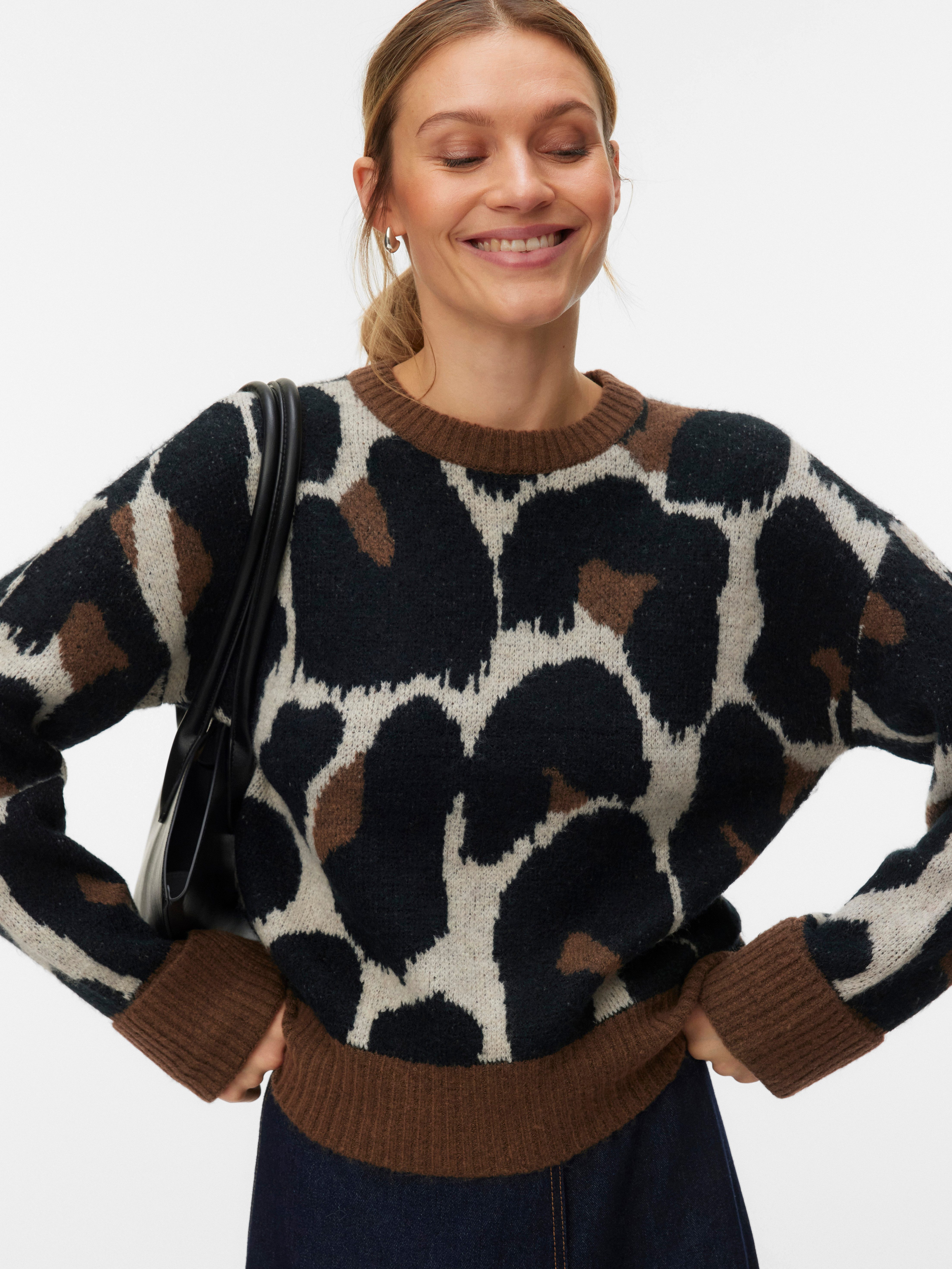 Vero Moda Strickpullover VMLEONIE LS O-NECK PULLOVER BOO Materialmix
