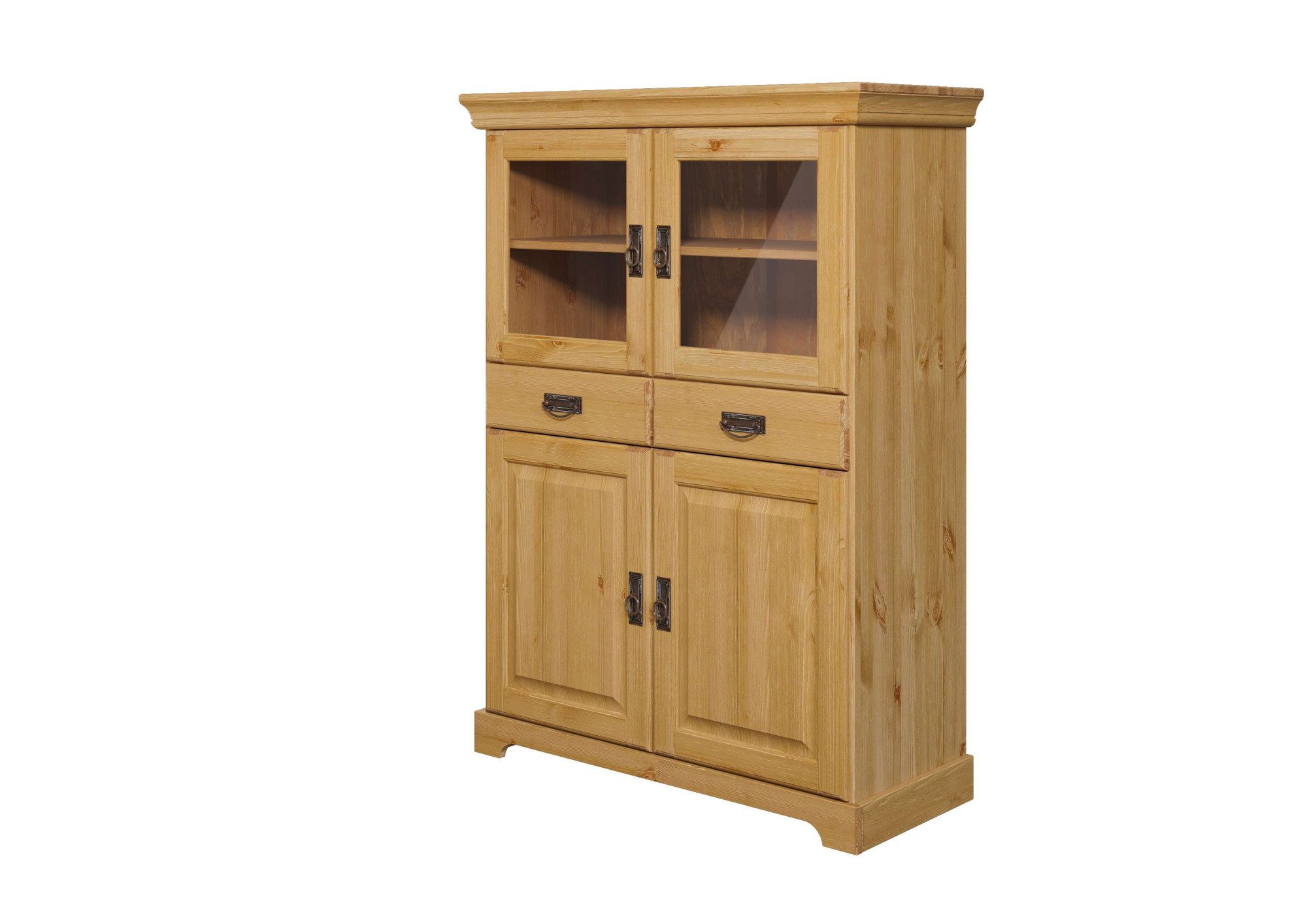 Home affaire Highboard Rügen, Vitrine im Landhausstil, zertifiziertes Massivholz, Höhe 131 cm