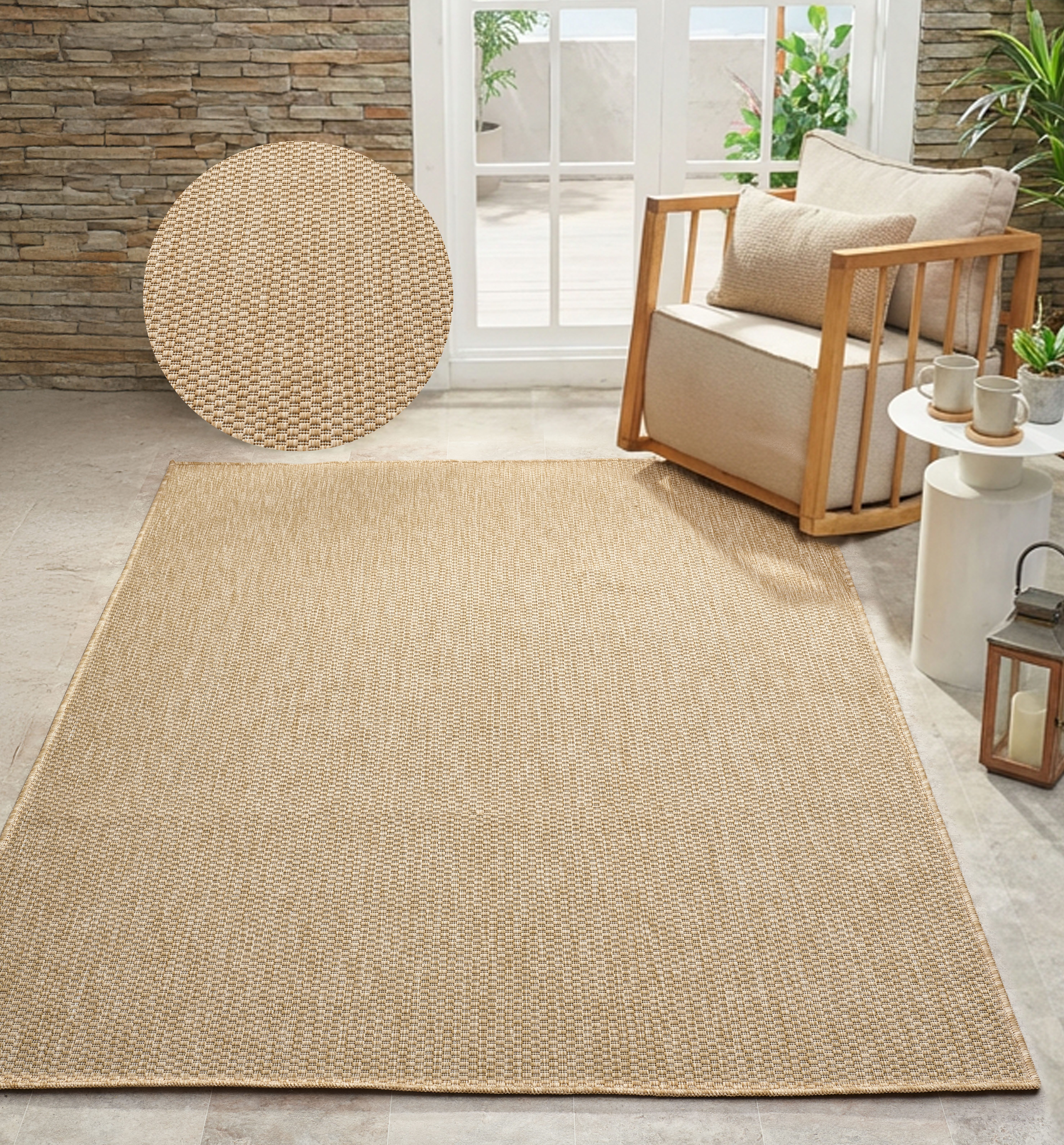 Bruno Banani Teppich Venezia, auch als Läufer, rechteckig, Höhe: 4 mm, In- und Outdoor geeignet, Sisal-Optik, Wetterfest & UV-beständig