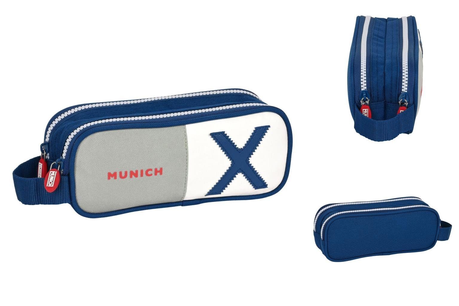 x 6 Munich Grau x Federtasche 8 Munich 21 Zweifaches Mehrzweck-Etui College cm