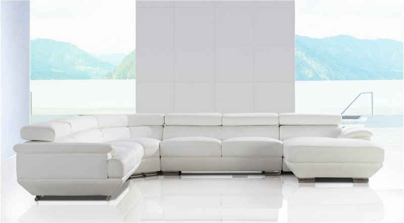 JVmoebel Ecksofa Design Ecksofa Leder Sofa Couch Wohnlandschaft + Couchtisch Sofort, 4 Teile
