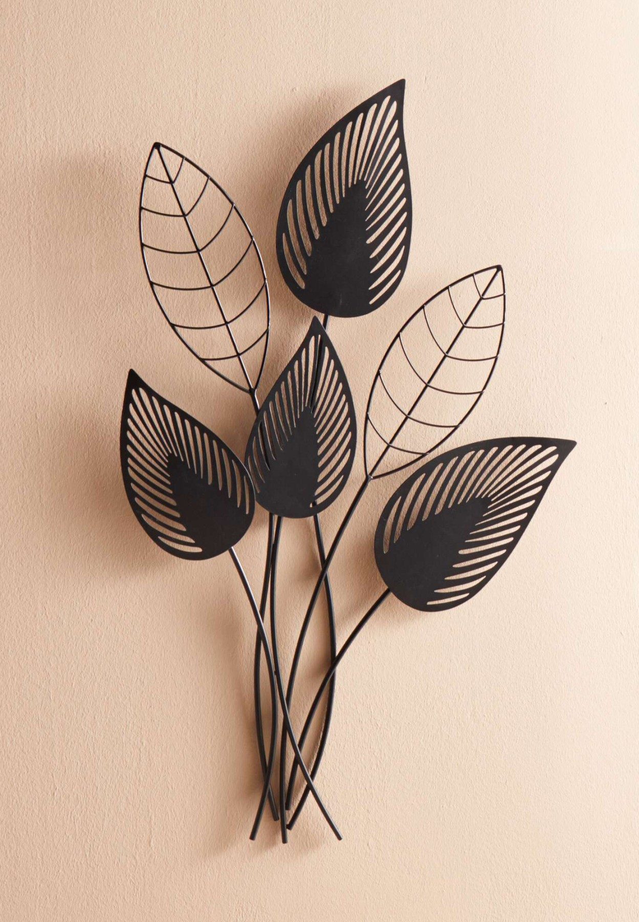 Dekoleidenschaft Metallbild "Blätter" 3D Wandbild, schwarz, 55 x 84 cm, Wan günstig online kaufen