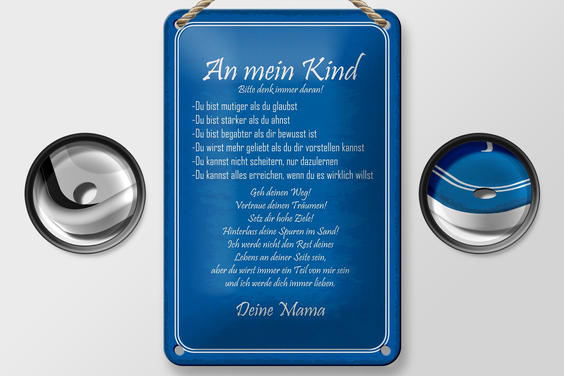 Femer GmbH Metallschild Spruch 12x18 cm An mein Kind Aufzählung Eigenschaften Deine Mama, (1 St), gewölbte Oberfläche, abgerundete Ecken, umgeschlagene Kanten – Bild 2 von 5