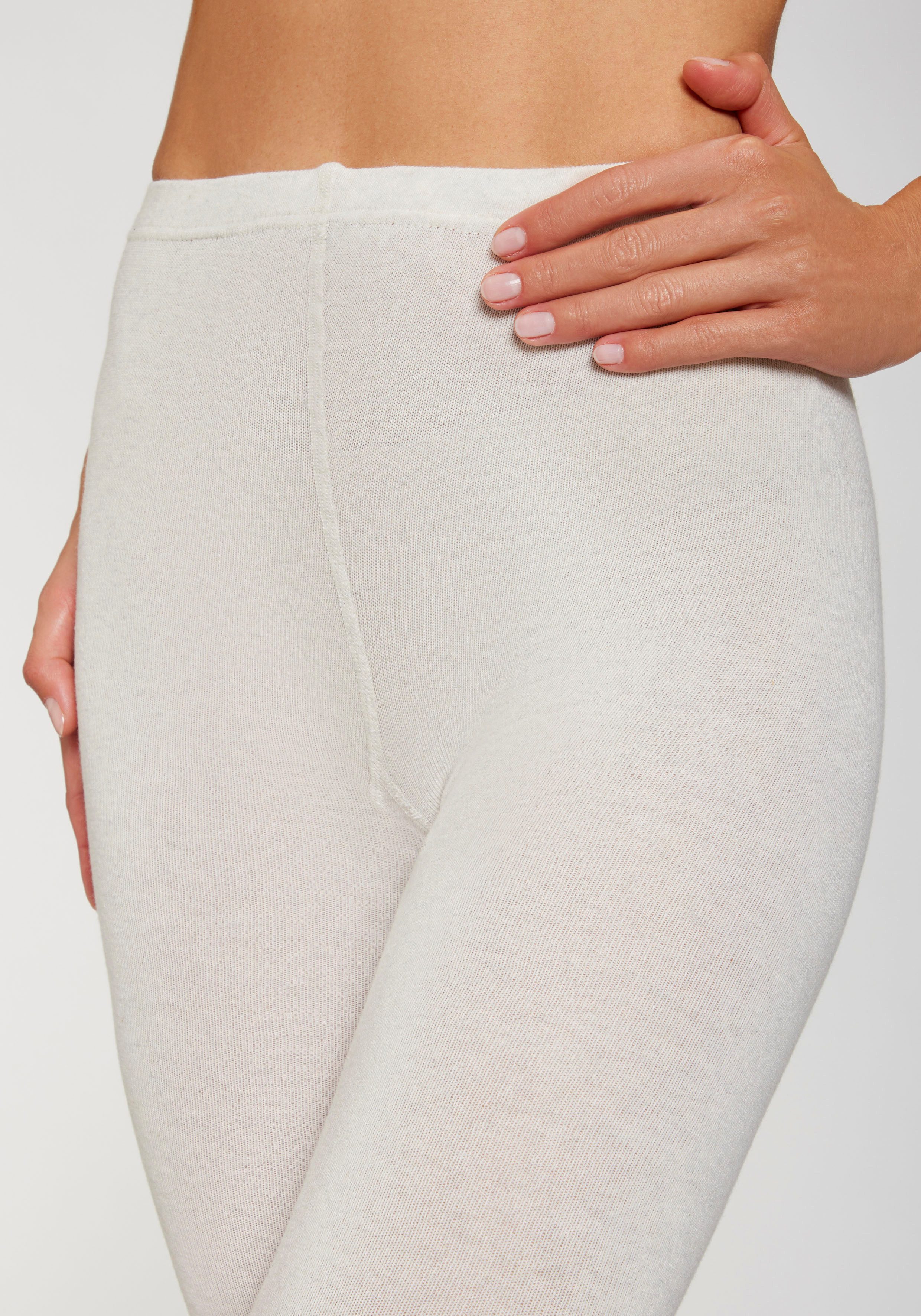 Lavana Strickstrumpfleggings Baumwoll Strumpfhose ohne Fuß, Uni Farben Thermosan, fein gestrickt, weich und elastisch