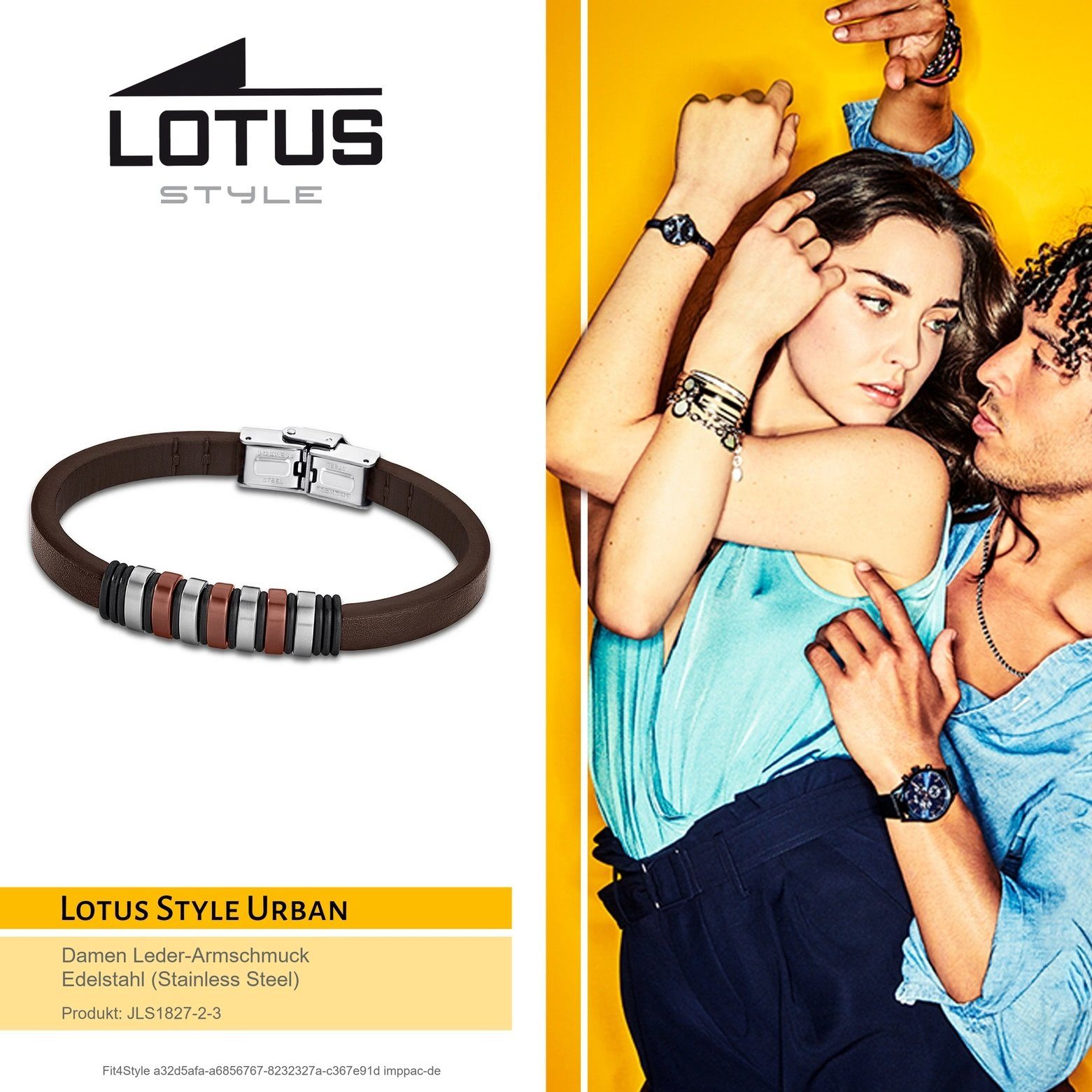 Lotus Style Armband Steel), Edelstahl braun (Armband), Armband Echtleder Style für (Stainless Damen, aus Herren Lotus