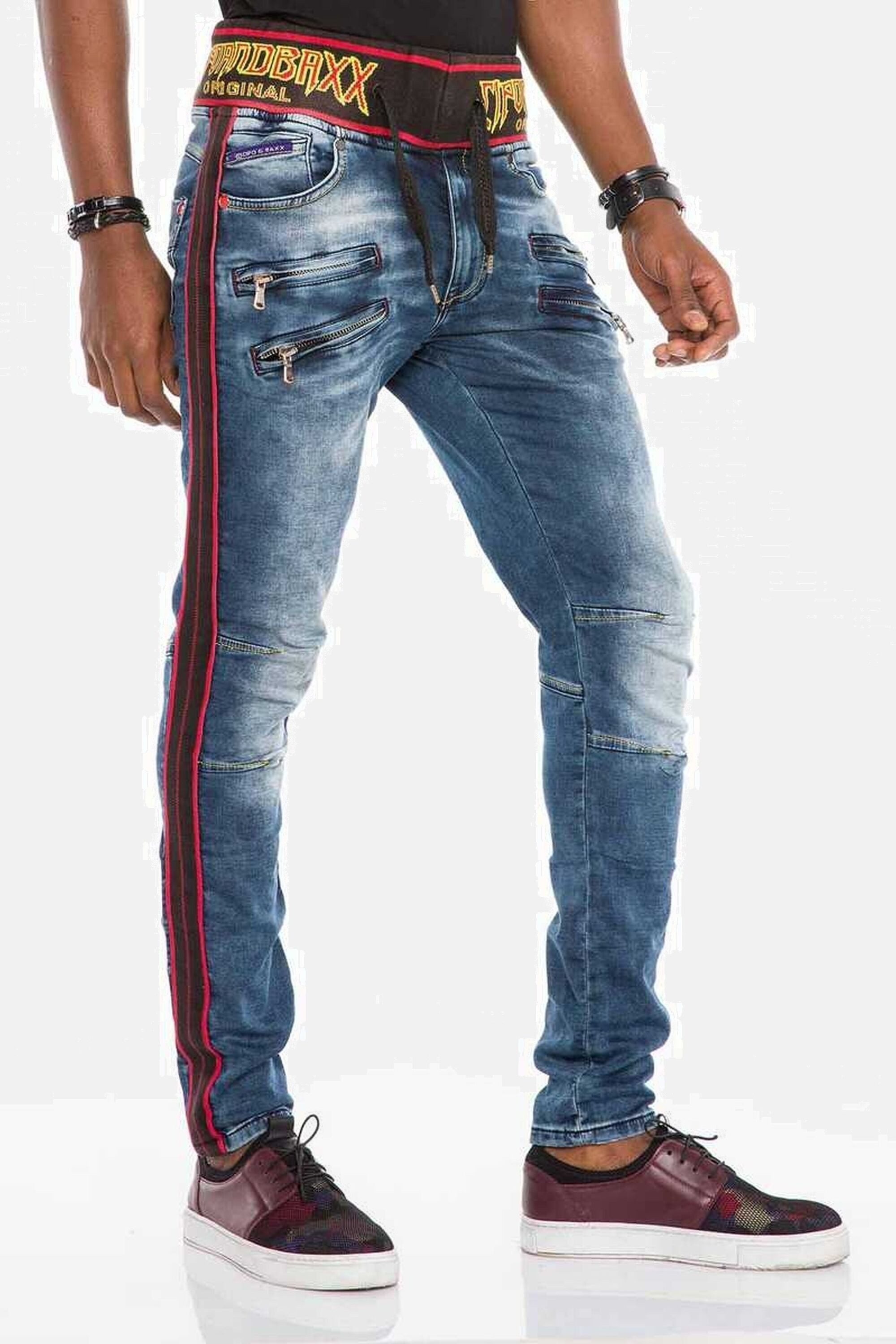 Cipo & Baxx Slim-fit-Jeans Jeans mit Kordelbund in Slim Fit, CD-504 – Bild 5 von 5